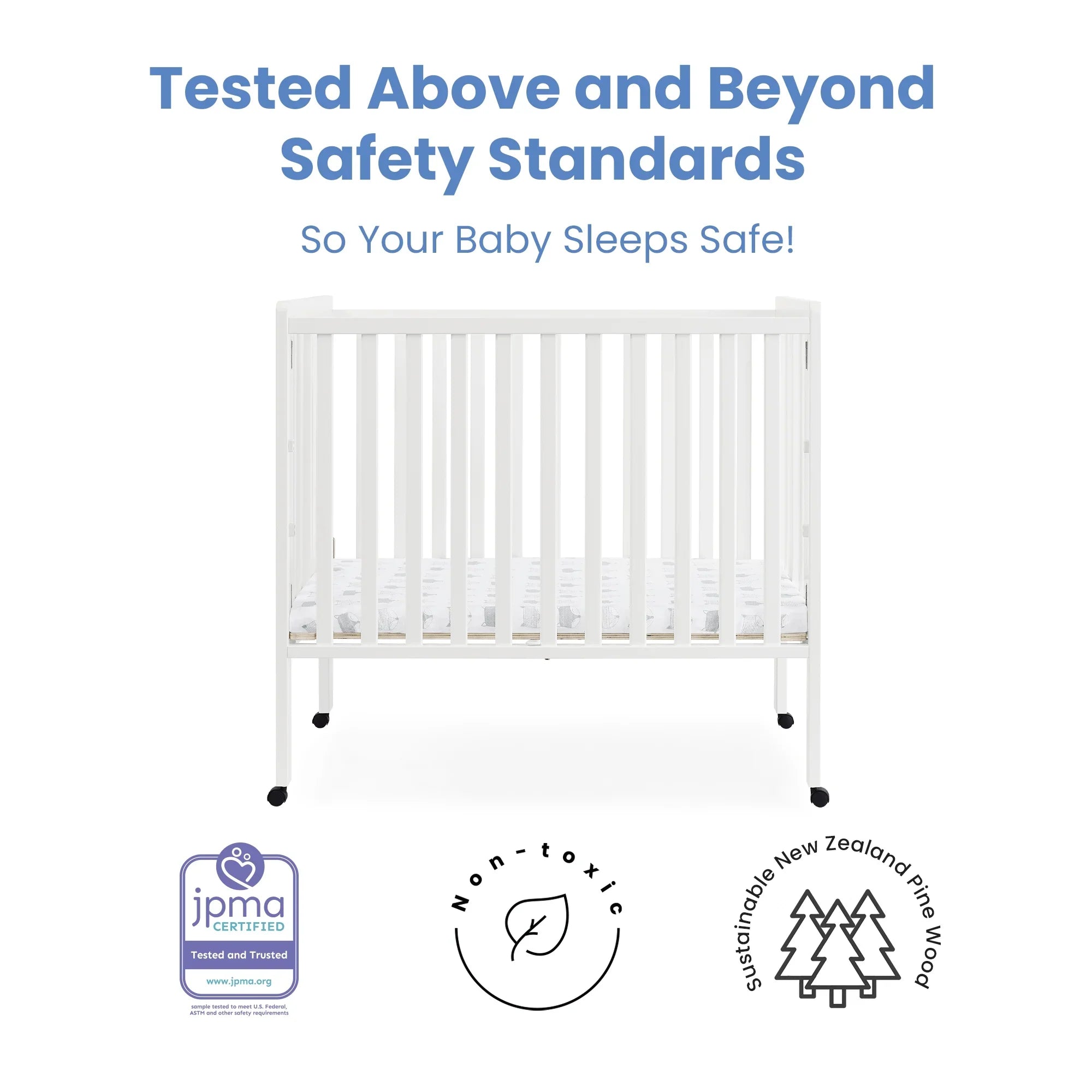 2026 New Delta Children Lee Portable Folding Mini Crib with 1.5-Inch Mattress - Greenguard Gold Certified, Bianca White - Image 11