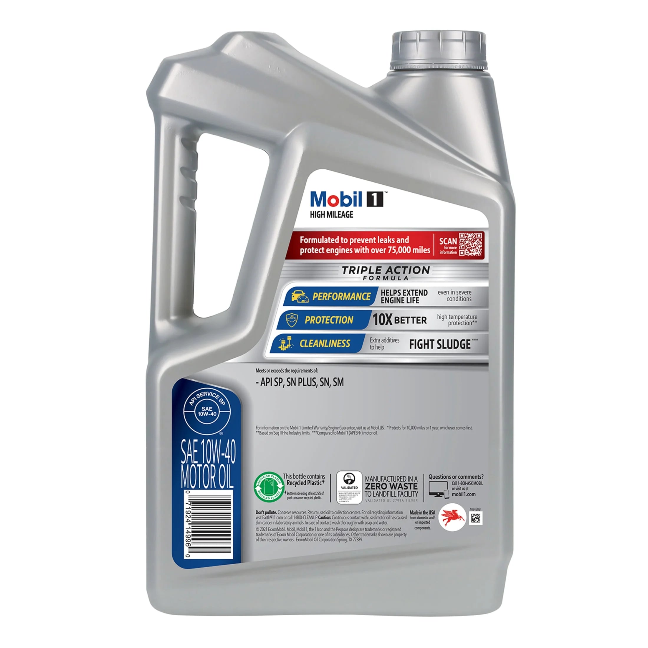 2026 New Mobil 1 High Mileage Full Synthetic Motor Oil 10W-40, 5 Quart (Pack of 3) - Image 4