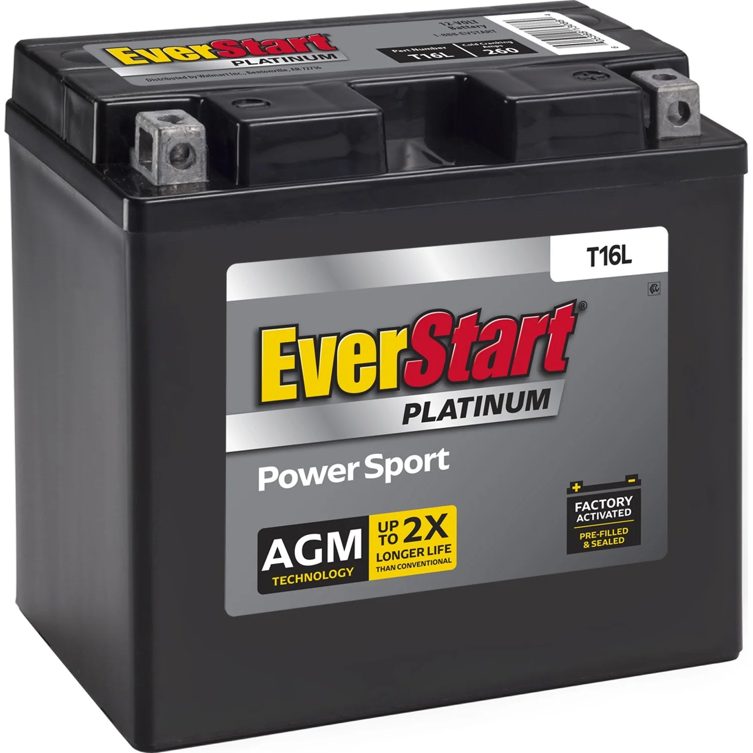 2026 New EverStart Platinum AGM Power Sport Battery, Group Size T16L 12 Volt, 260 CCA