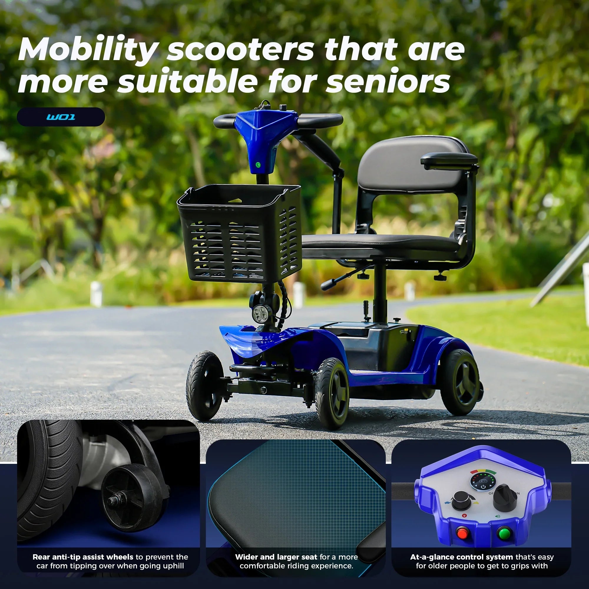2026 New iScooter 4 Wheel Mobility Scooter for Seniors, Wider Seats & Foldale Electric Wheelchair Device for Travel, Upgraded for Superior Performance, Red - Image 12