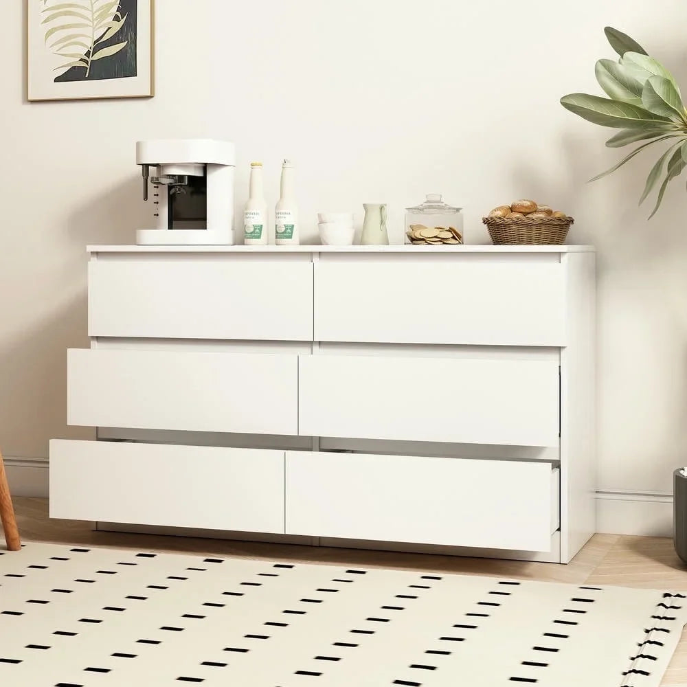 2026 New Kadyn Modern 6 Drawer Dresser Wood Cabinet,Dresser for Bedroom, Kitchen Storage Cabinet with Drawers, Chest of Drawers(Black) - Image 95