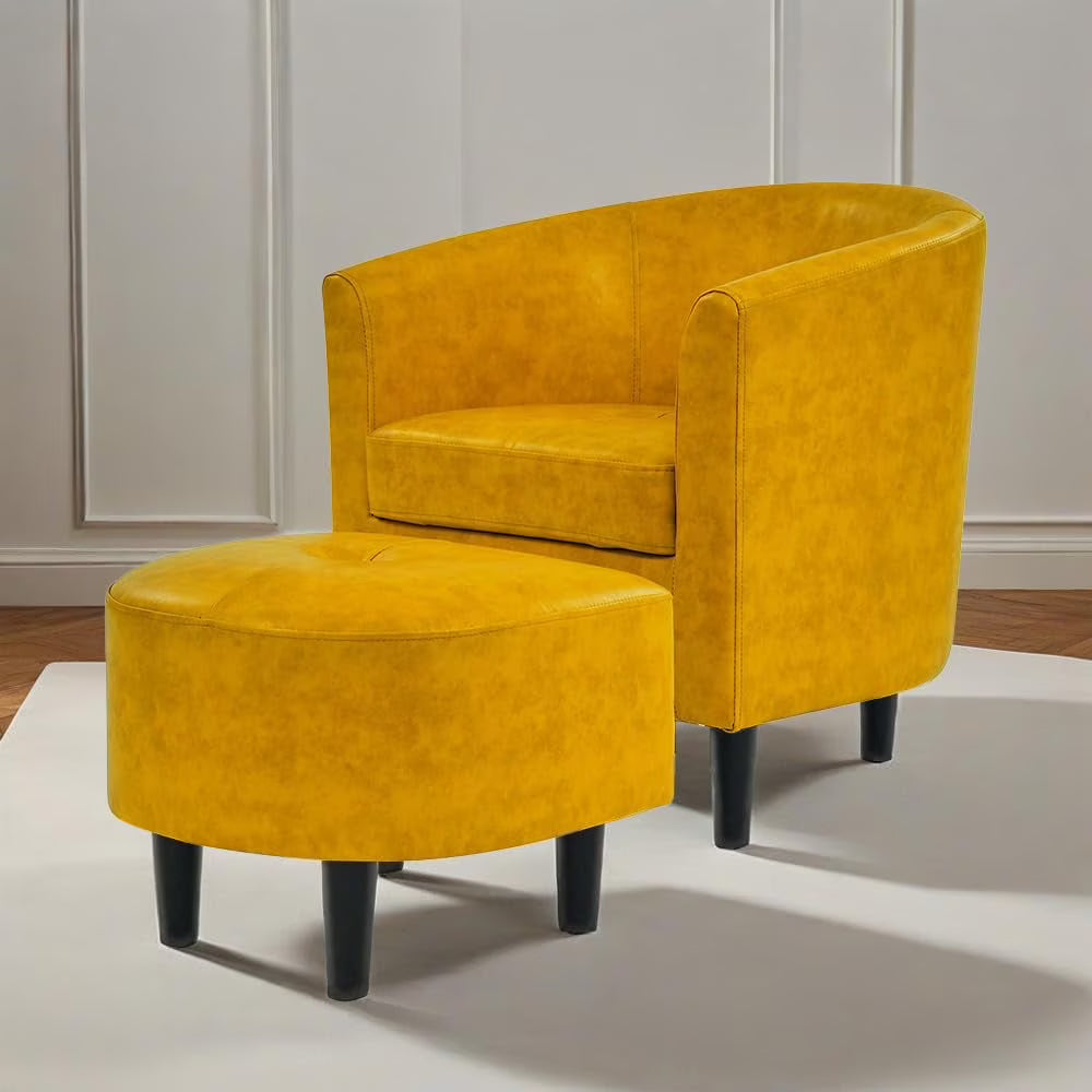 2026 New Bonzy Home Velvet Accent Chair with Ottoman for Living Room,Beige - Image 4