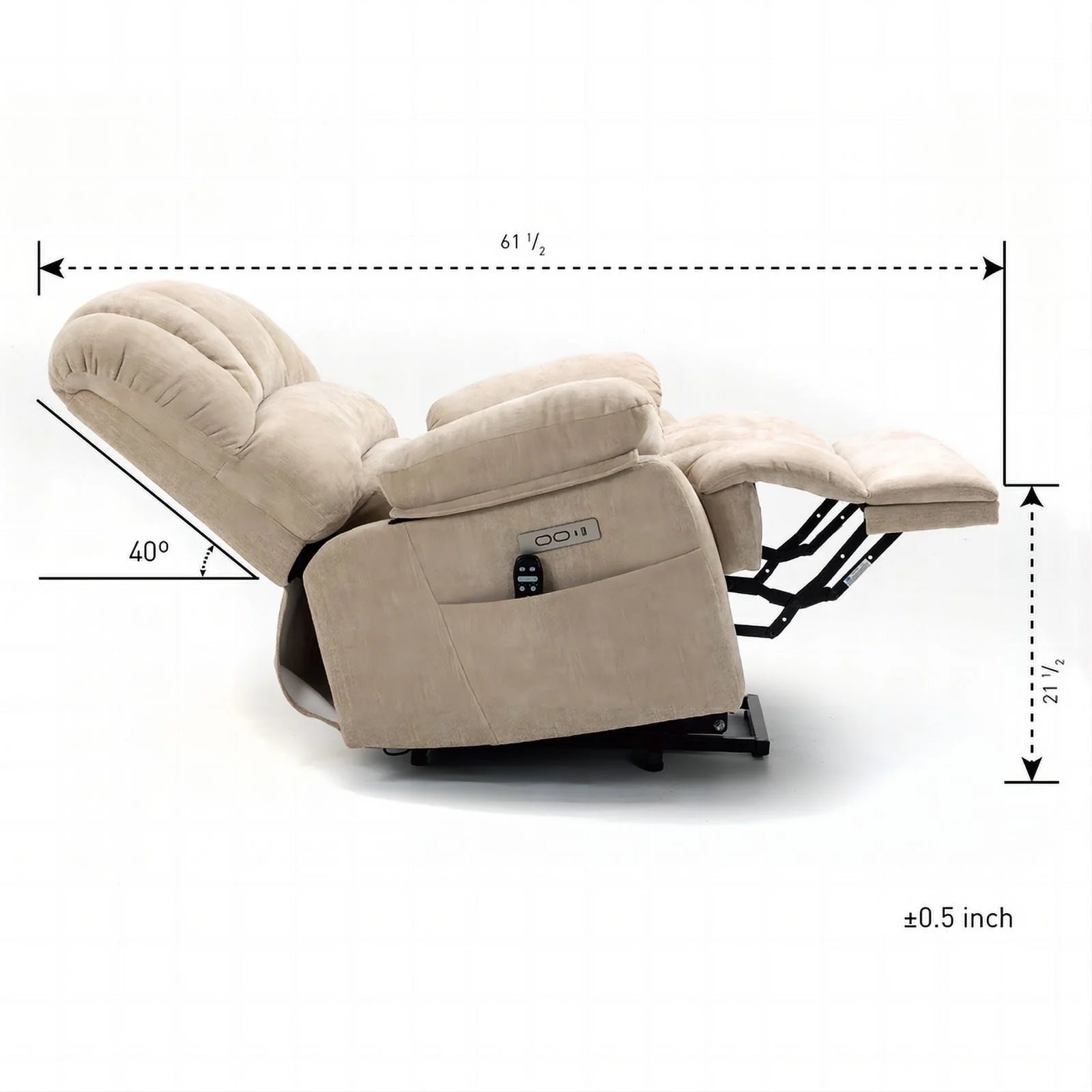 2026 New Oversized Power Lift Recliner Chairs for Adults,Beige Electric Recliners for Elderly with 8-Point Vibration Massage Lumbar Heating,2 Side Pocket,USB Port,24" Seat Width,25" Seat Depth,20" Seat Height - Image 8