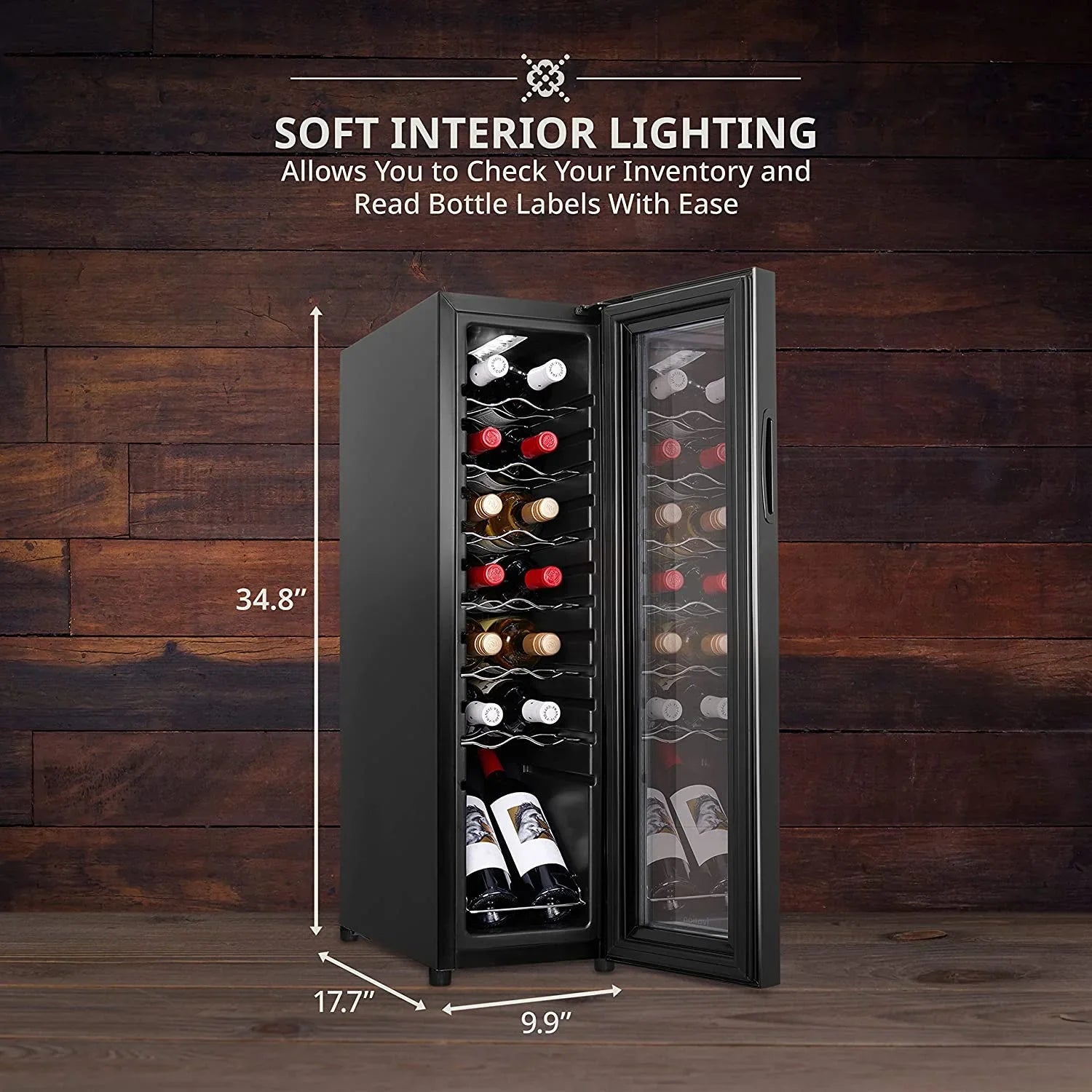 2026 New Ivation 14-Bottle Wine Cooler, Freestanding Beverage Cooler with Lock, Black - Image 7