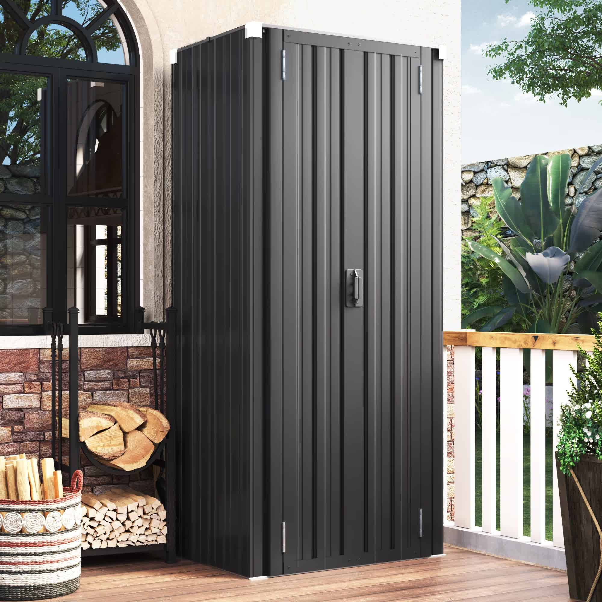 2026 New AECOJOY Outdoor Storage Cabinet for Garden & Patio, a Metal Organizer with Doors and Shelves in Gray