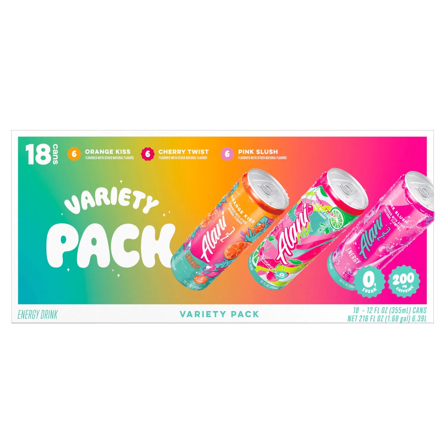 2026 New Alani Nu Energy Drink, Variety Pack, 12 fl oz, 18-count