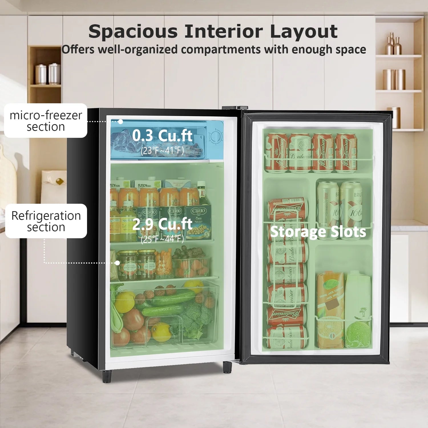 2026 New Beddle Mini Fridge with Freezer 3.2 Cu.ft Small Refrigerator for Dorm Bedroom, Compact Refrigerators Single Door Adjustable Thermostat Low Noise,Silver - Image 9