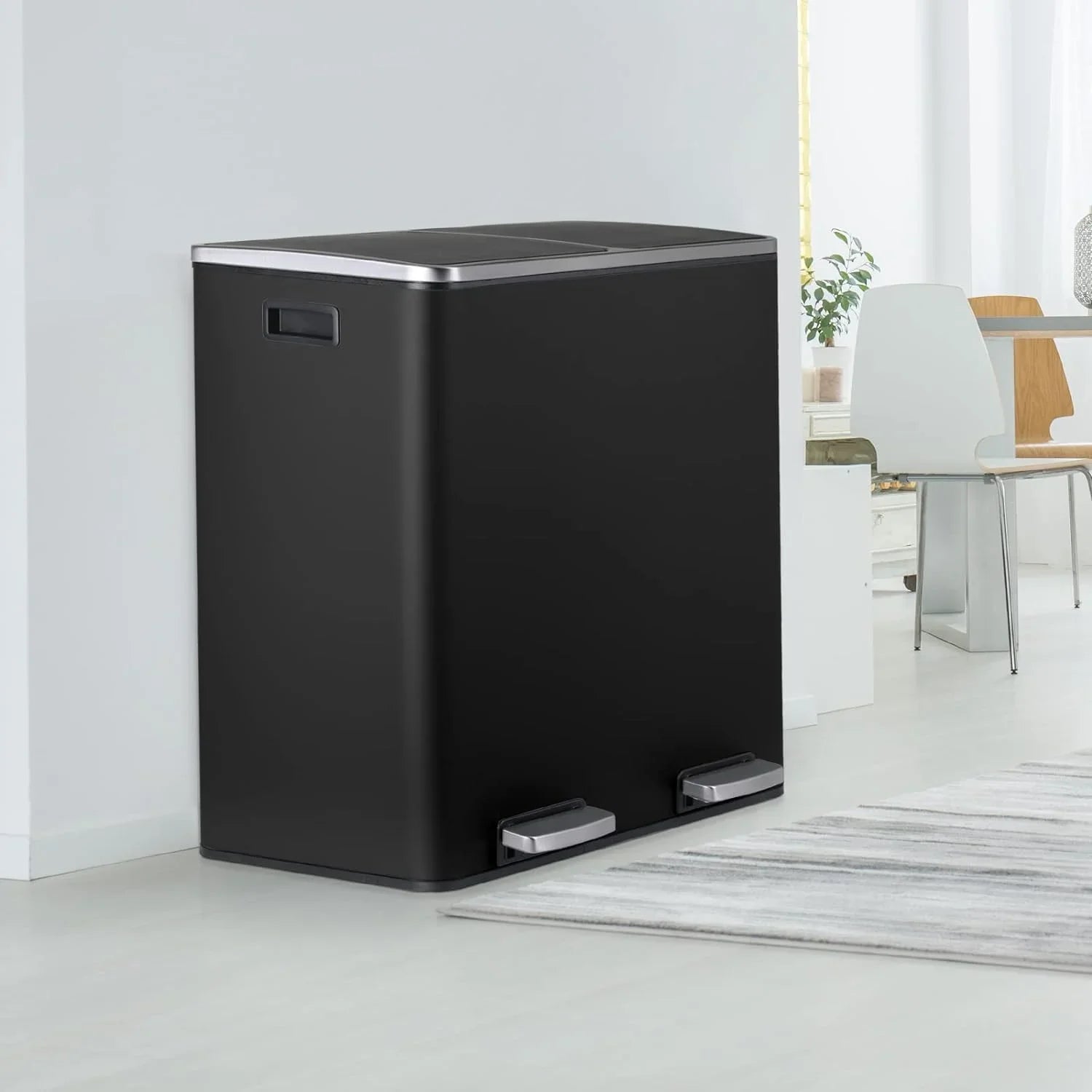 2026 New LAZY BUDDY Dual Garbage Can, Stainless Steel 16 Gallon Step Kitchen Trash Can with Soft-Close Lid, Double Compartment Garbage Recycling Bin - Image 10
