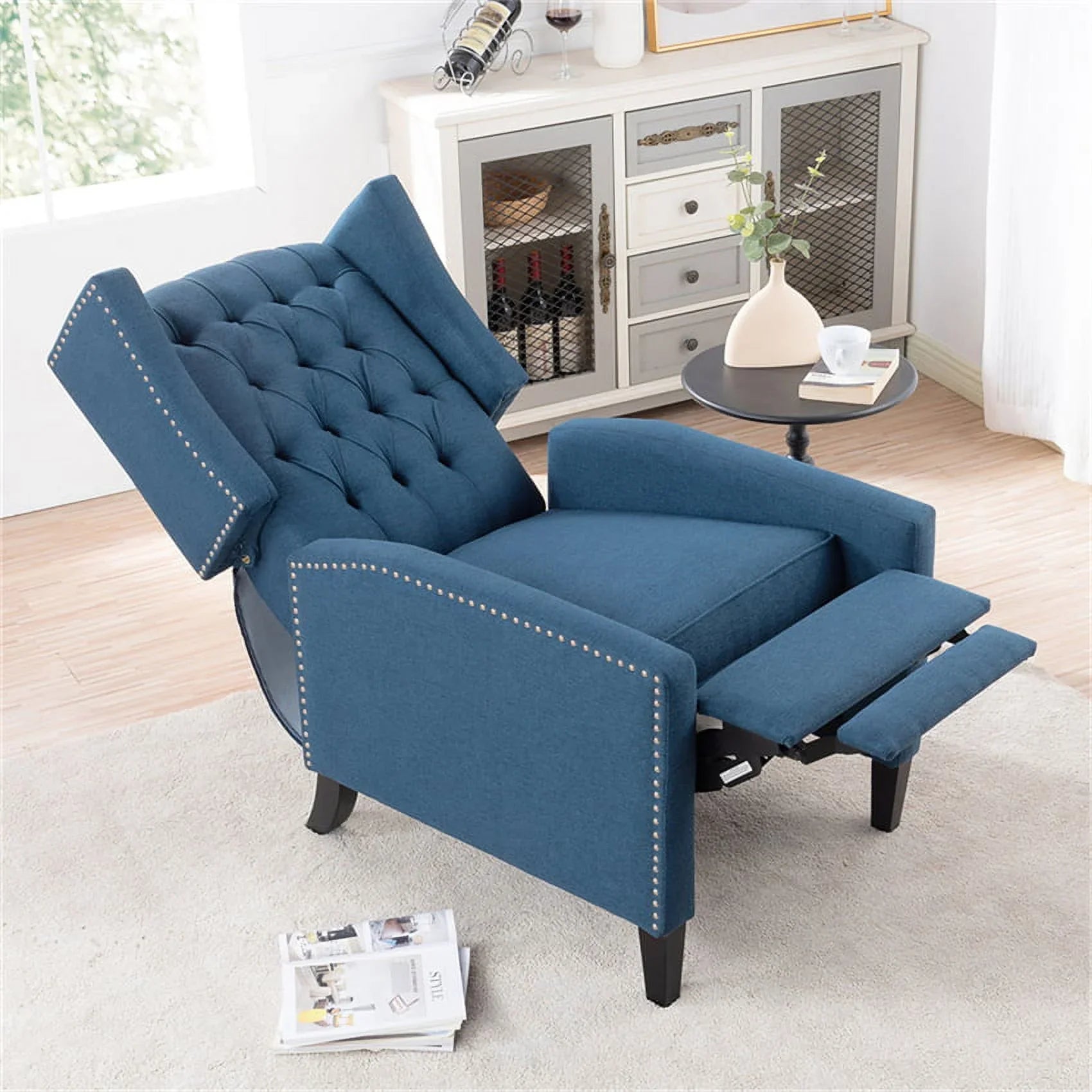 2026 New Triple Tree Modern Fabric Foam Wood Solid Print Nailhead Trim Accent Chair, Beige - Image 23