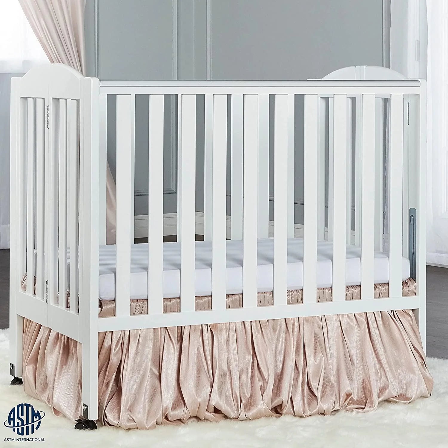 2026 New Dream On Me 2-in-1 Folding Portable Mini Crib in White. Mattress Pad Included. Easy to Fold and Store Baby Crib. Two Adjustable Mattress Height positions Convertible Crib - Image 7