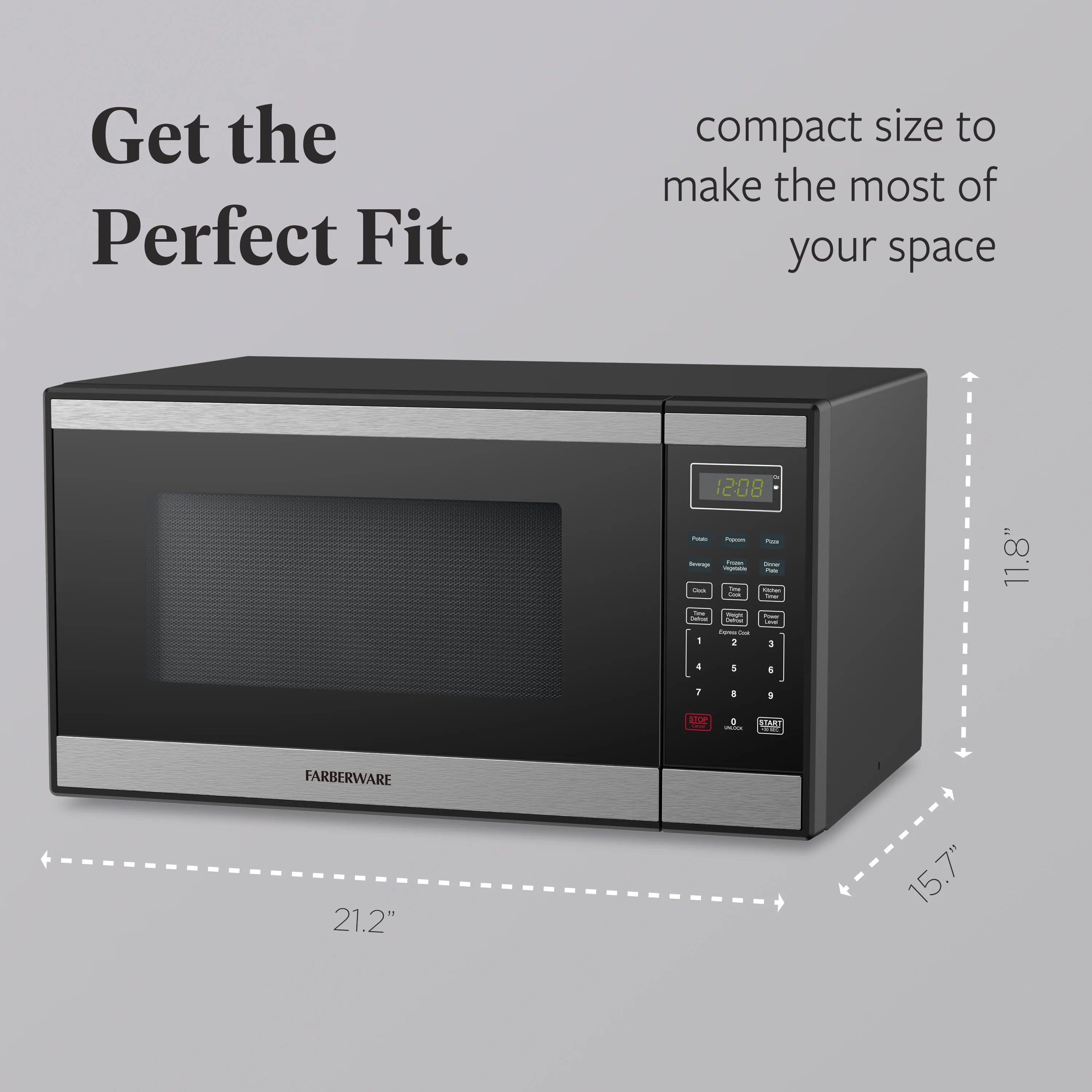 2026 New Farberware Countertop Microwave Ov 1100 Watts, 2.2 cu ft - Smart Sensor With LED Lighting and Child Lock - Perfect for Apartments and Dorms - Easy Clean Black Interior, Stainless Steel - Image 47