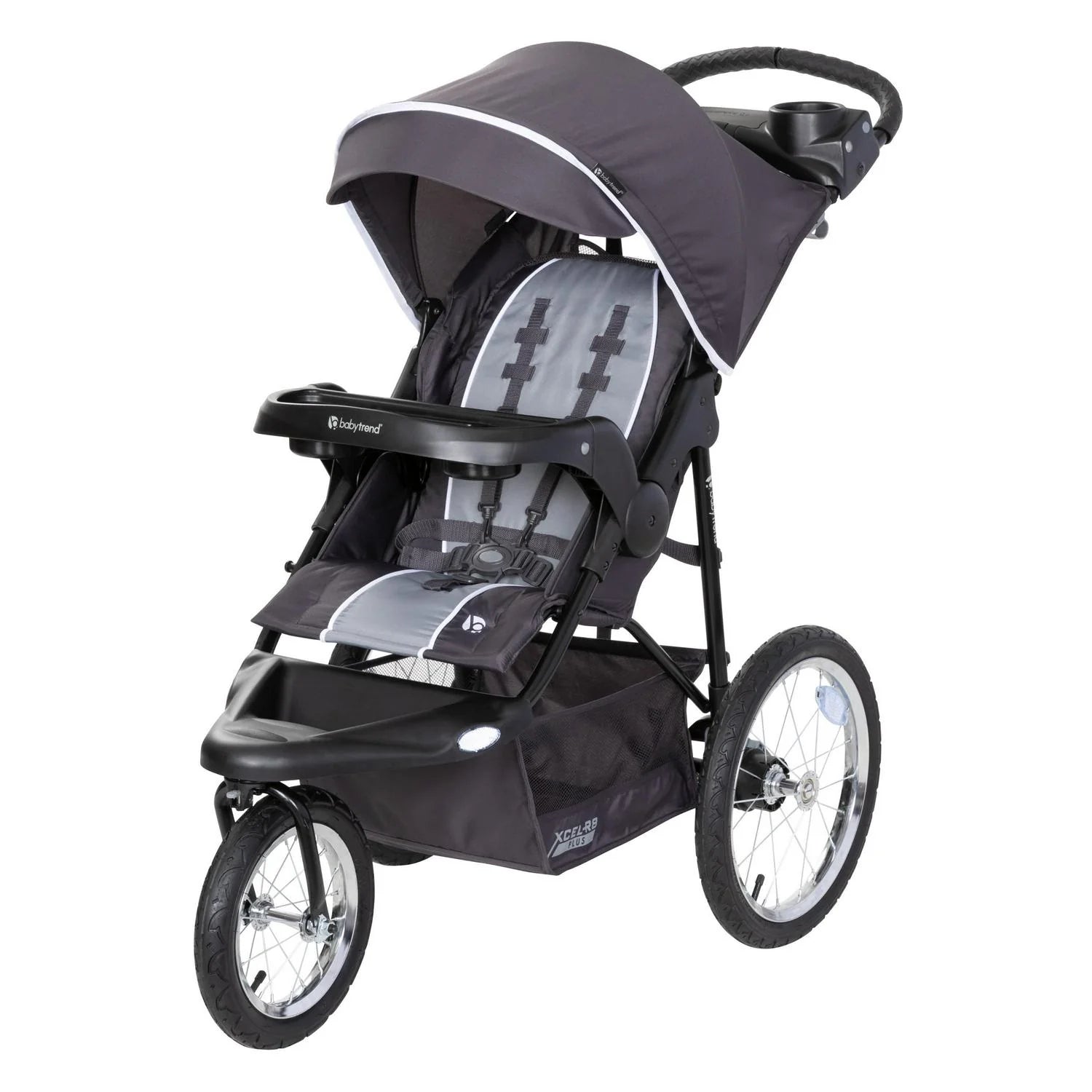 2026 New Baby Trend Xcel-R8 Plus Jogging Stroller with LED Lights. Liberty Grey