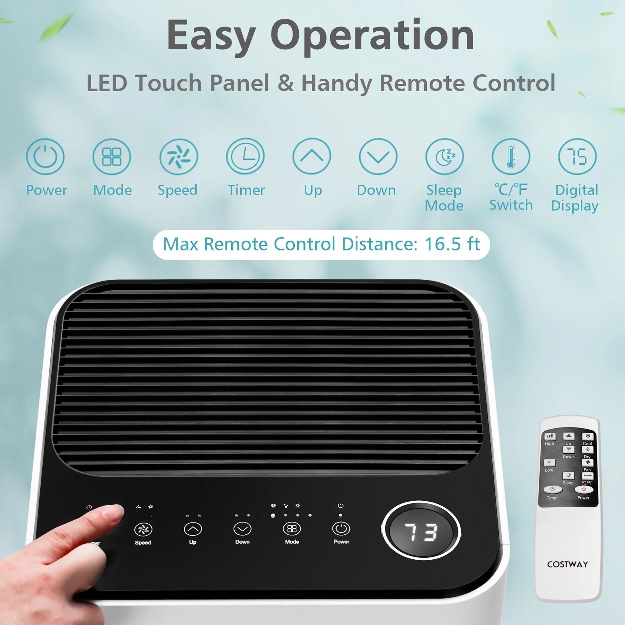 2026 New Costway 10000 BTU Portable Air Conditioner 3-in-1 Air Cooler with Fan Dehum Sleep Mode - Image 4