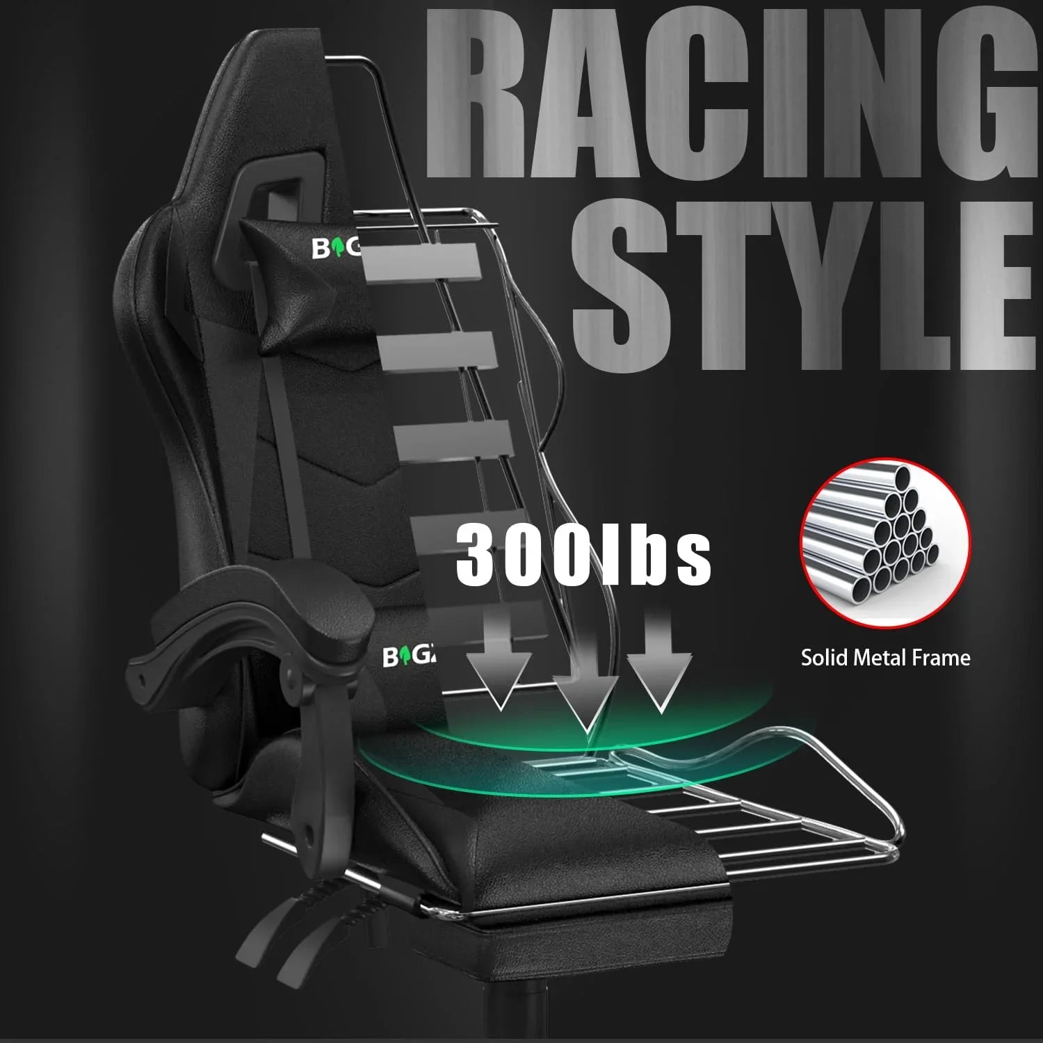 2026 New Bigzzia Gaming Chair Office Chair, Ergonomic Game Chair with Height Adjustable Headrest and Lumbar Support for Adults Teens, Black & White - Image 37