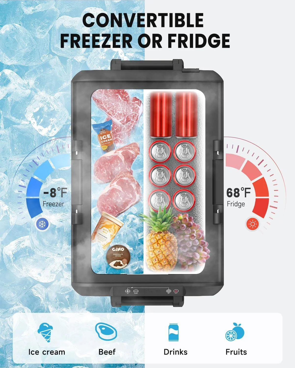 2026 New Car Refrigerator, RV Refrige with 12/24V DC & 110-240V AC, Portable Freezer Electric Compressor Cooler For Car, RV, Camping, Travel, Fishing, Outdoor or Home Use - Image 2
