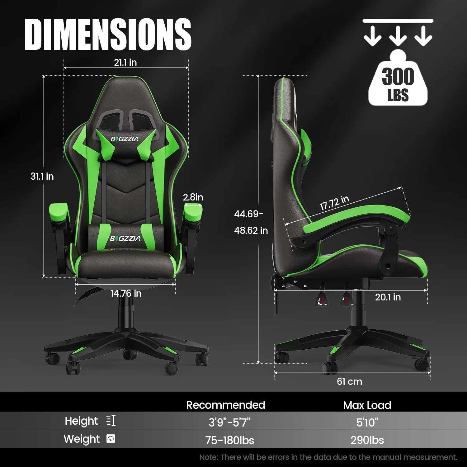2026 New Bigzzia Gaming Chair Office Chair, Ergonomic Game Chair with Height Adjustable Headrest and Lumbar Support for Adults Teens, Black & White - Image 77