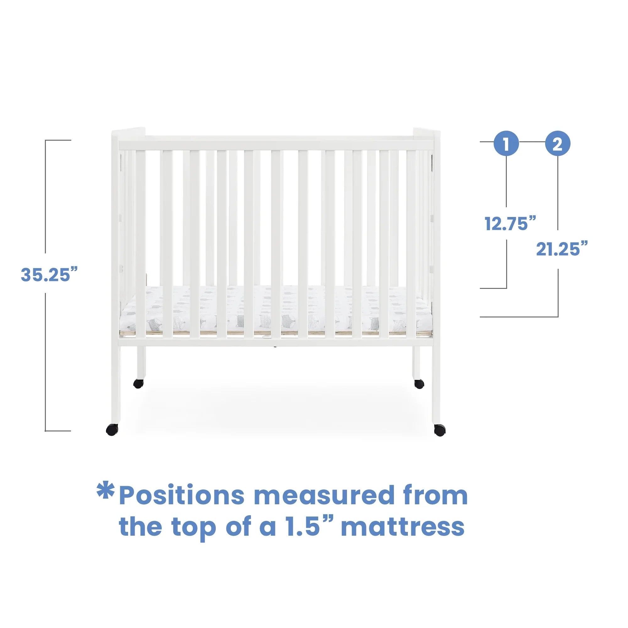 2026 New Delta Children Lee Portable Folding Mini Crib with 1.5-Inch Mattress - Greenguard Gold Certified, Bianca White - Image 14