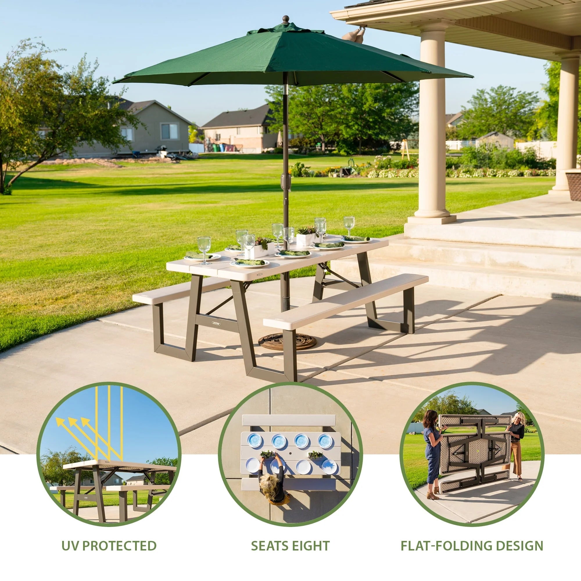 2026 New Lifetime 6-Foot W-Frame Desert Sand - HDPE Folding Picnic Table (60364) - Image 4
