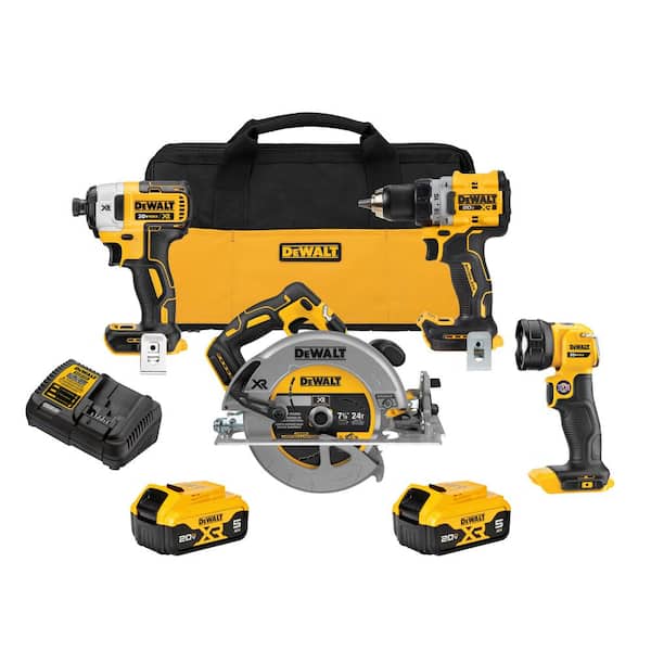 2026 New 20V MAX Cordless 4 Tool Combo Kit with (2) 5.0Ah Batteries and Charger
