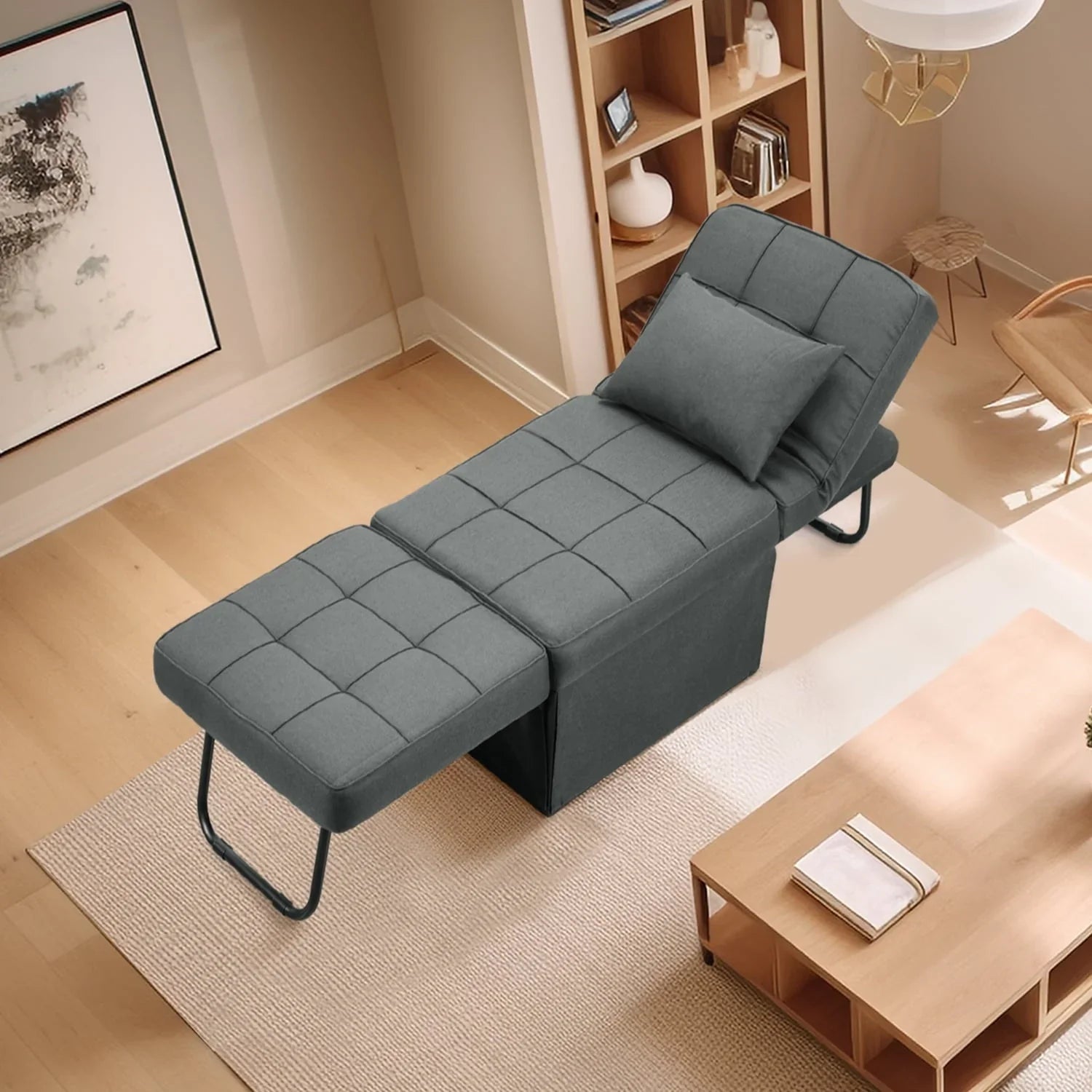 2026 New Ainfox Folding Sofa Bed, 4 in 1 Daybeds Ottoman Chair Lounge Couch for Guest Sleeper, Suitable for Modern Living Room, Bedroom, Small Single Size(Dark Grey) - Image 3