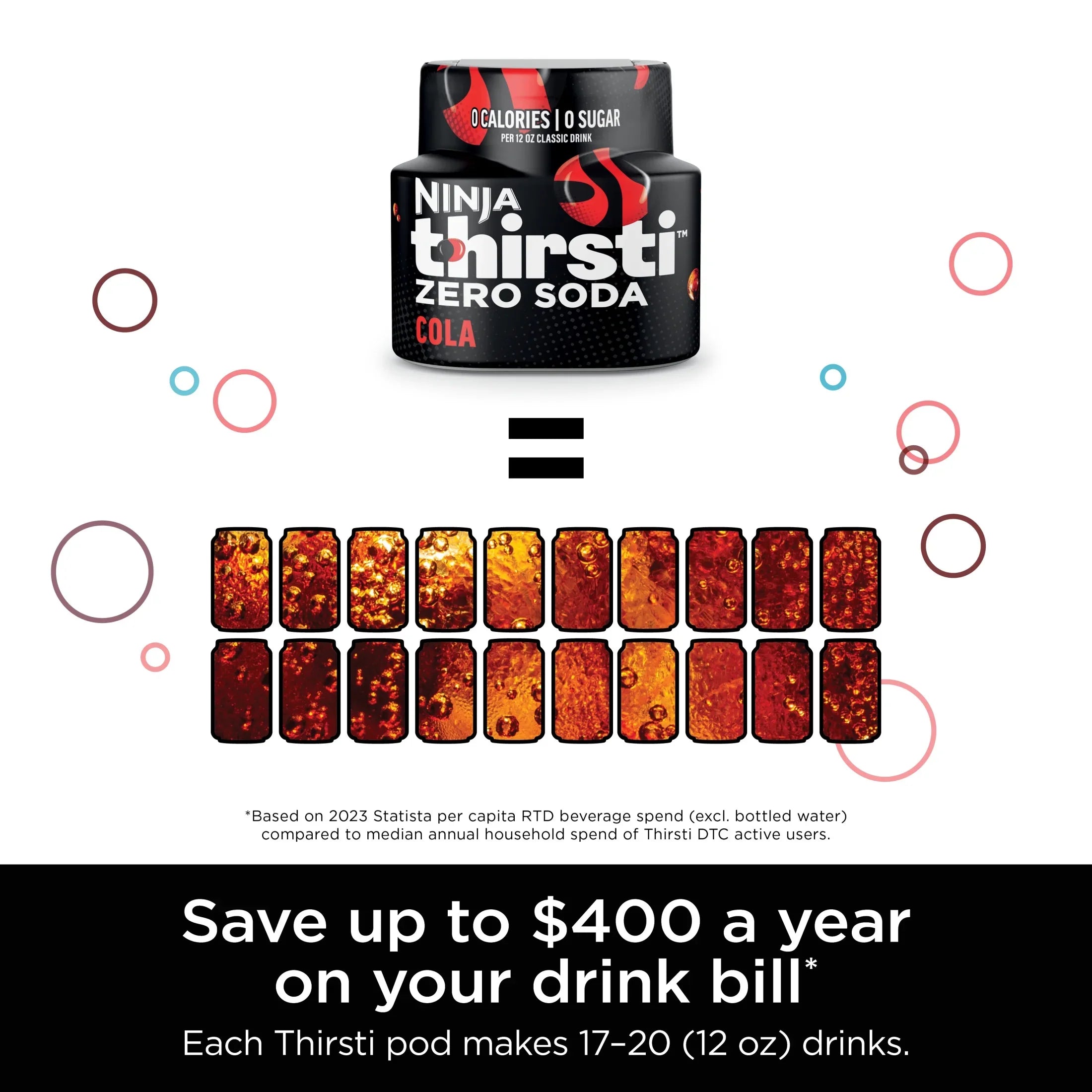 2026 New Ninja Thirsti Drink Maker, Still, Sparkling Custom Drink Kit, with CO2 Canister, Flavors, and 48 oz Reservoir - Image 5