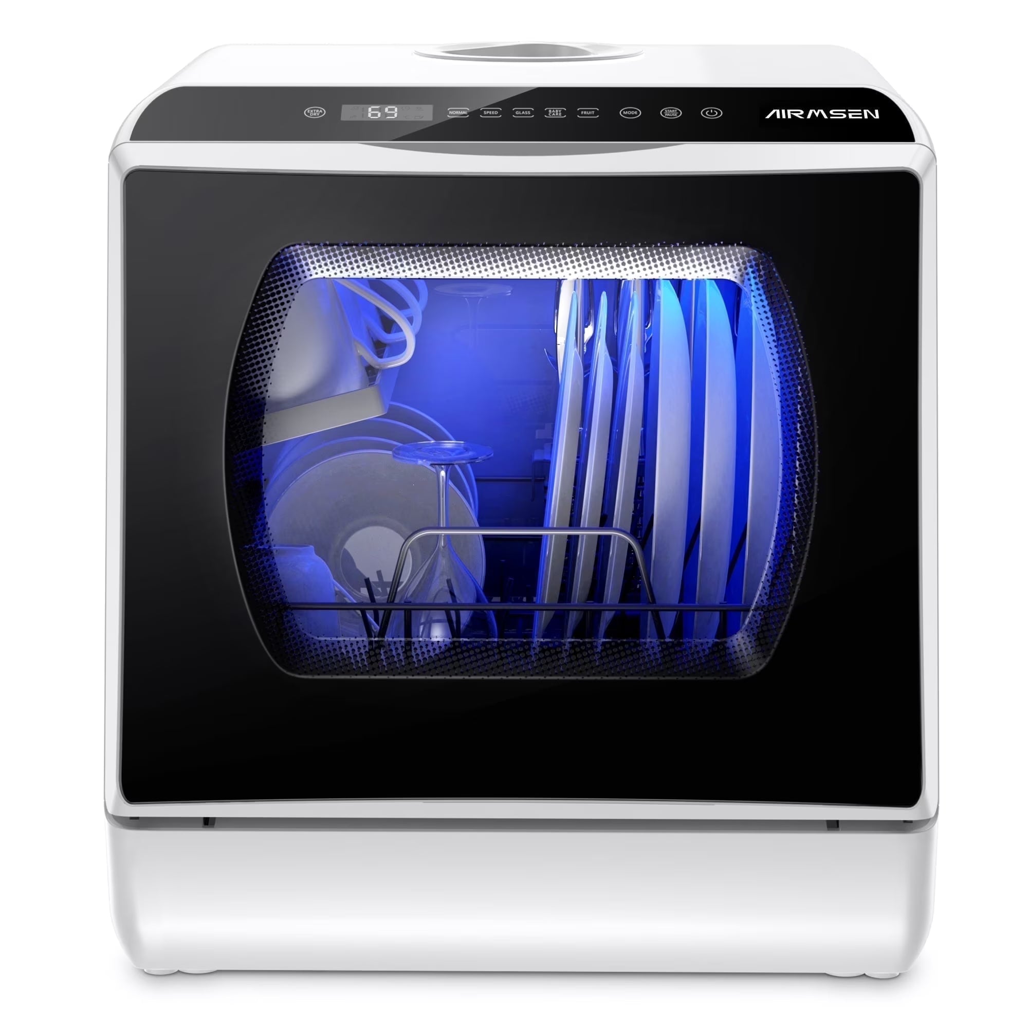 2026 New AIRMSEN Portable Countertop Dishwasher with 5-Liter Built-in Water Tank and Air-Dry Function, 5 Washing Programs Mini Dishwasher, AE-TDQR03