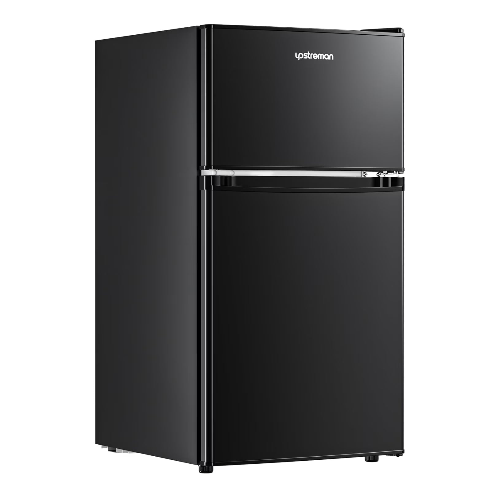 2026 New Upstreman 3.2 Cu.Ft Mini Fridge with Top Freezer, 2 Door Small Compact Refrigerator, Energy Saving, Adjustable Thermostat, Adjustable Legs, for Apartment Office Dorm Bedroom Garage RV, BD321 Black