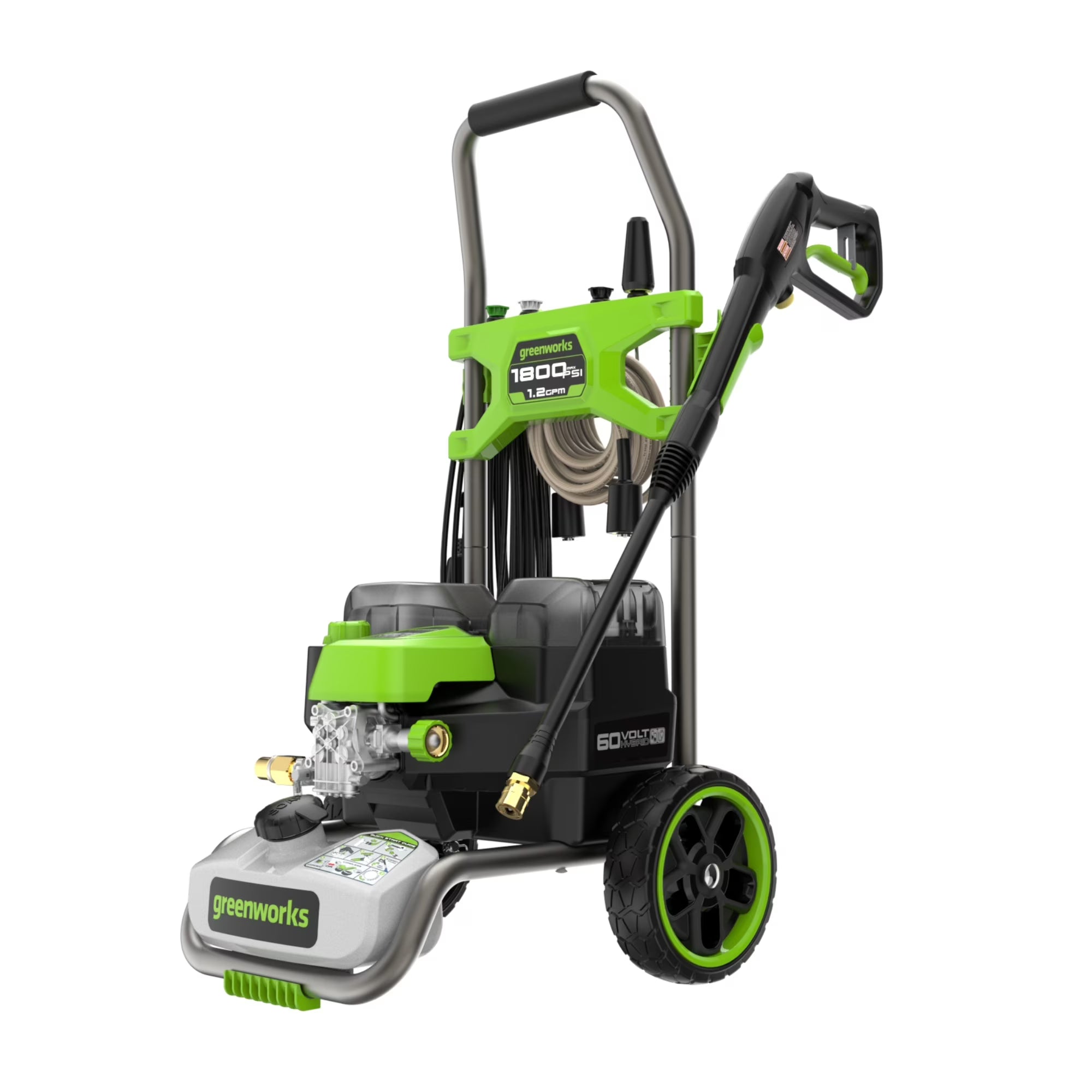 2026 New Greenworks Hybrid 60V 1800 PSI at 1.2 GPM Electric Cold Water Pressure Washer 5109402T