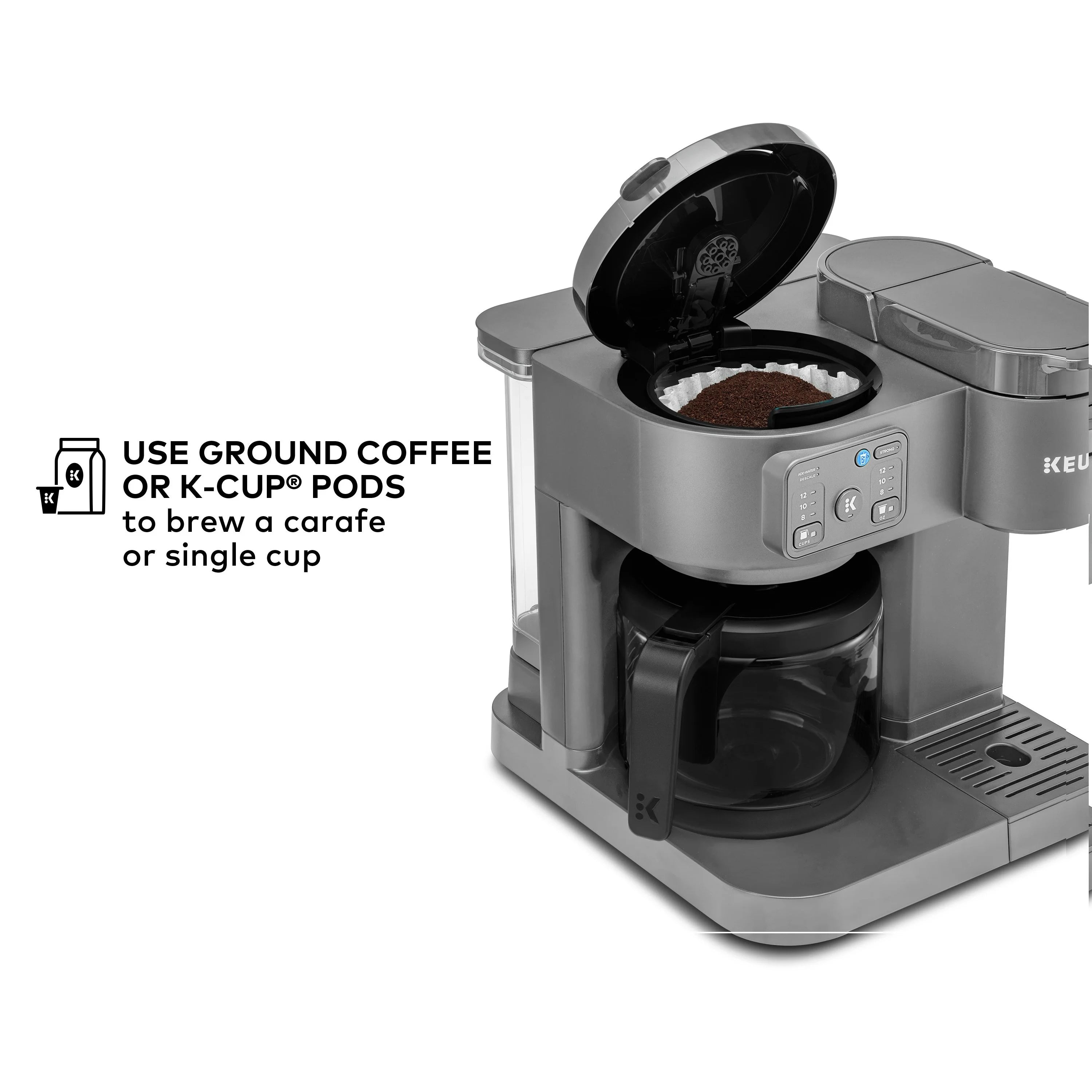 2026 New Keurig K-Duo Essentials, Hot & Iced Single-Serve K-Cup Pod Coffee Maker & Carafe, Moonlight Grey - Image 6