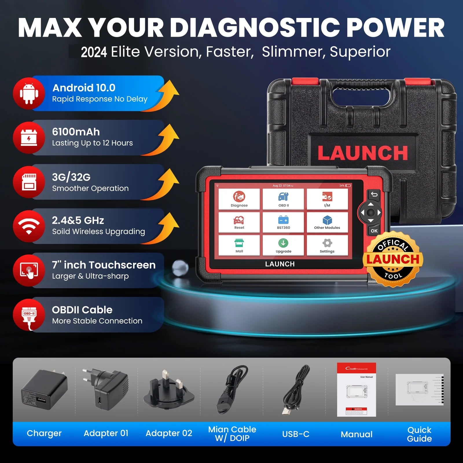 2026 New LAUNCH X431 CRP919E Cars Diagnostic Scan Tool All System Bidirectional Diagnostic OBD2 Scanner with 31+ Services Functions, ECU Coding, Supports CANFD/DOIP, 2 Years Free Update - Image 7