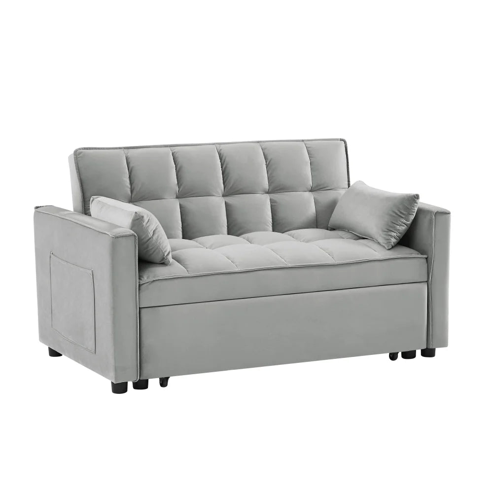 2026 New Convertible Sofa Bed,3-in-1 Sleeper Sofa with Pull Out Bed,Velvet Highly Elastic Sponge Futon Couch Loveseat with Adjustable Backrest and 2 Pillows for Living Room,Gray - Image 10