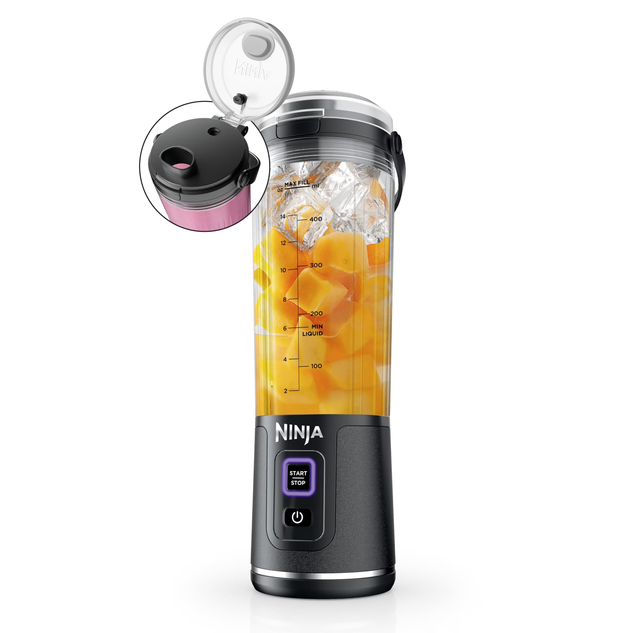 2026 New Ninja Blast Portable Blender, Cordless, 18oz. Vessel, Personal Blender for Shakes & Smoothies, BPA Free, Leakproof Lid & Sip Spout, USB-C Rechargeable, Dishwasher Safe Parts, Metallic Purple,