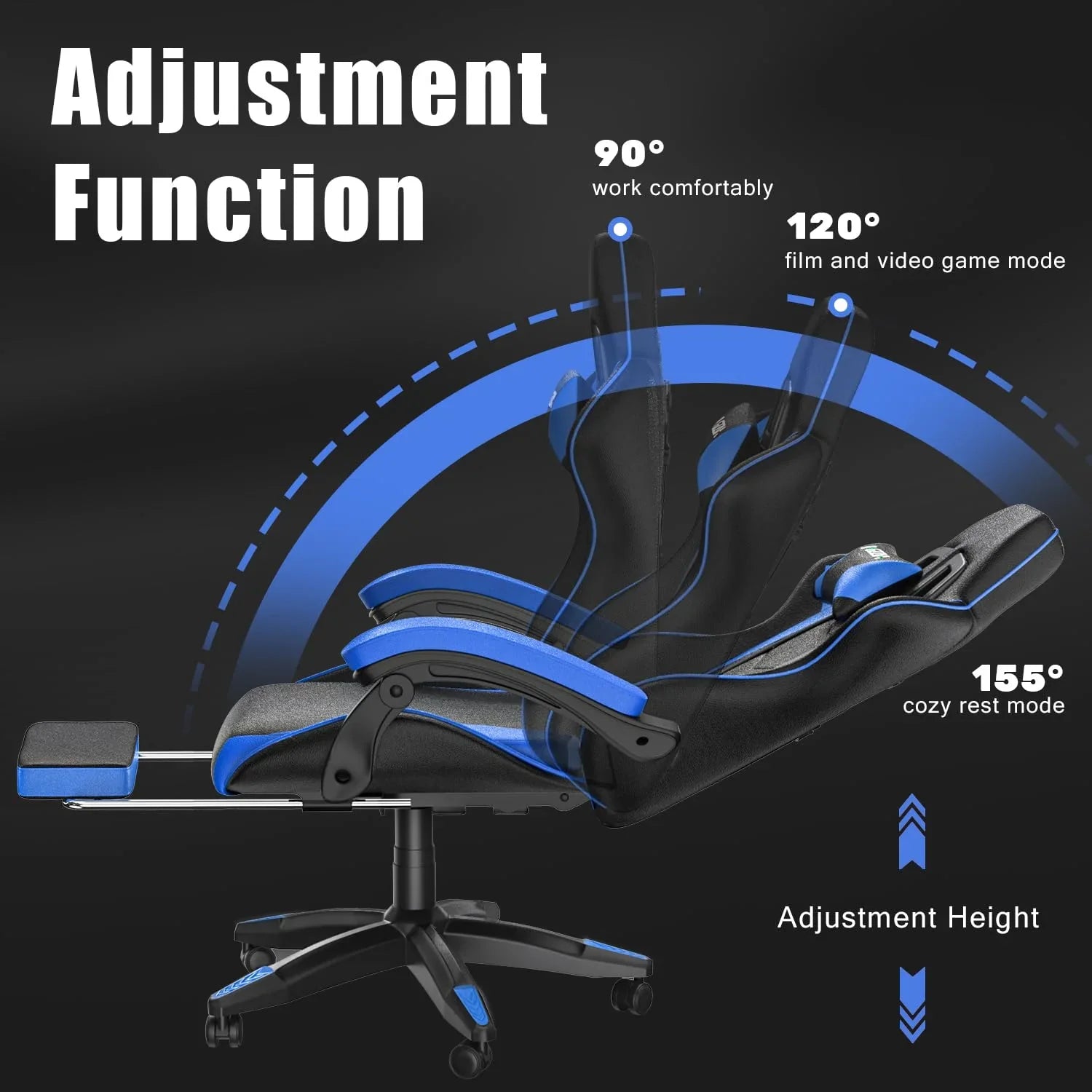 2026 New Bigzzia Gaming Chair Office Chair, Ergonomic Game Chair with Height Adjustable Headrest and Lumbar Support for Adults Teens, Black & White - Image 30