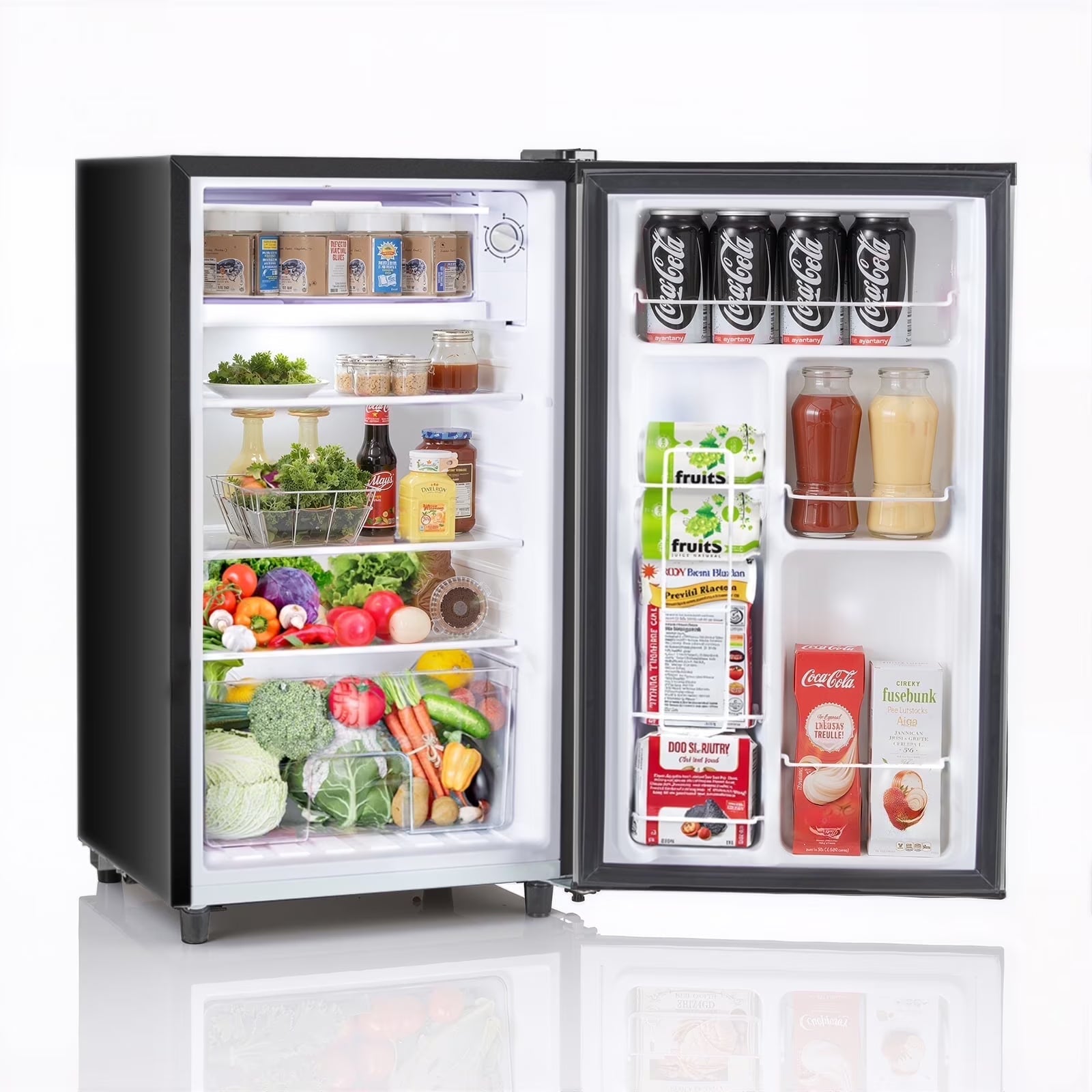 2026 New TINKLE WELL 3.2 Cu Ft Mini Fridge with Freezer, Compact Single Door Refrigerator, Energy Efficient, Low Noise, Adjustable Thermostat for Bedroom, Dorm, Office, silver