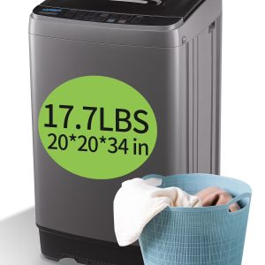 2026 New Krib Bling Full Automatic Washing Machine with LED Display, 17.7 lbs Portable Washer with Drain Pump, 10 Washing Programs & 8 Water Levels, Ideal for Camping, Apartment, Dorm, Grey