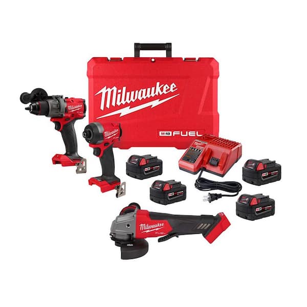 2026 New M18 FUEL 18-Volt Lithium-Ion Brushless Cordless Hammer Drill/Impact Combo Kit w/4 1/2 in. Grinder 3-Tool & (4) Batteries