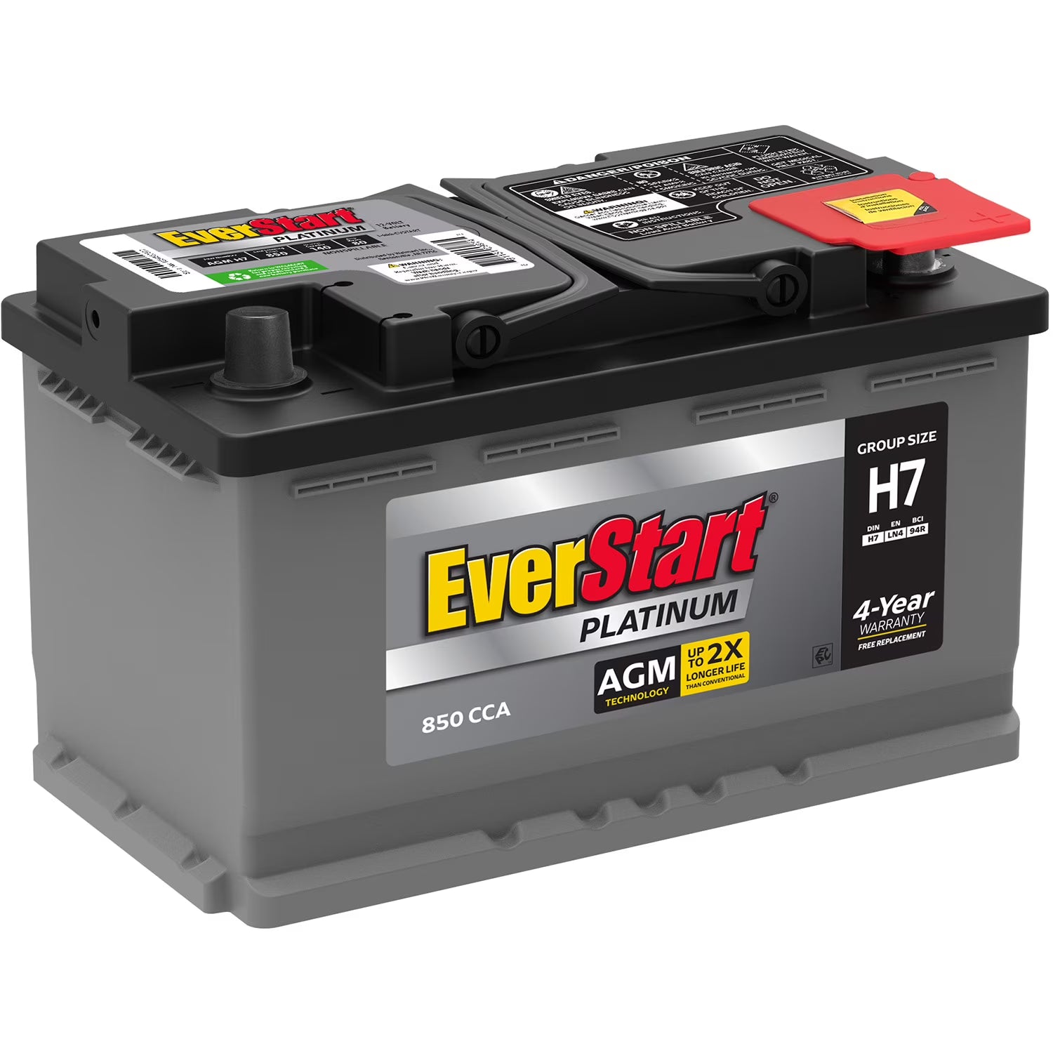 2026 New EverStart Platinum BOXED AGM Automotive Battery, Group Size H7 / LN4 / 94R 12 Volt, 850 CCA