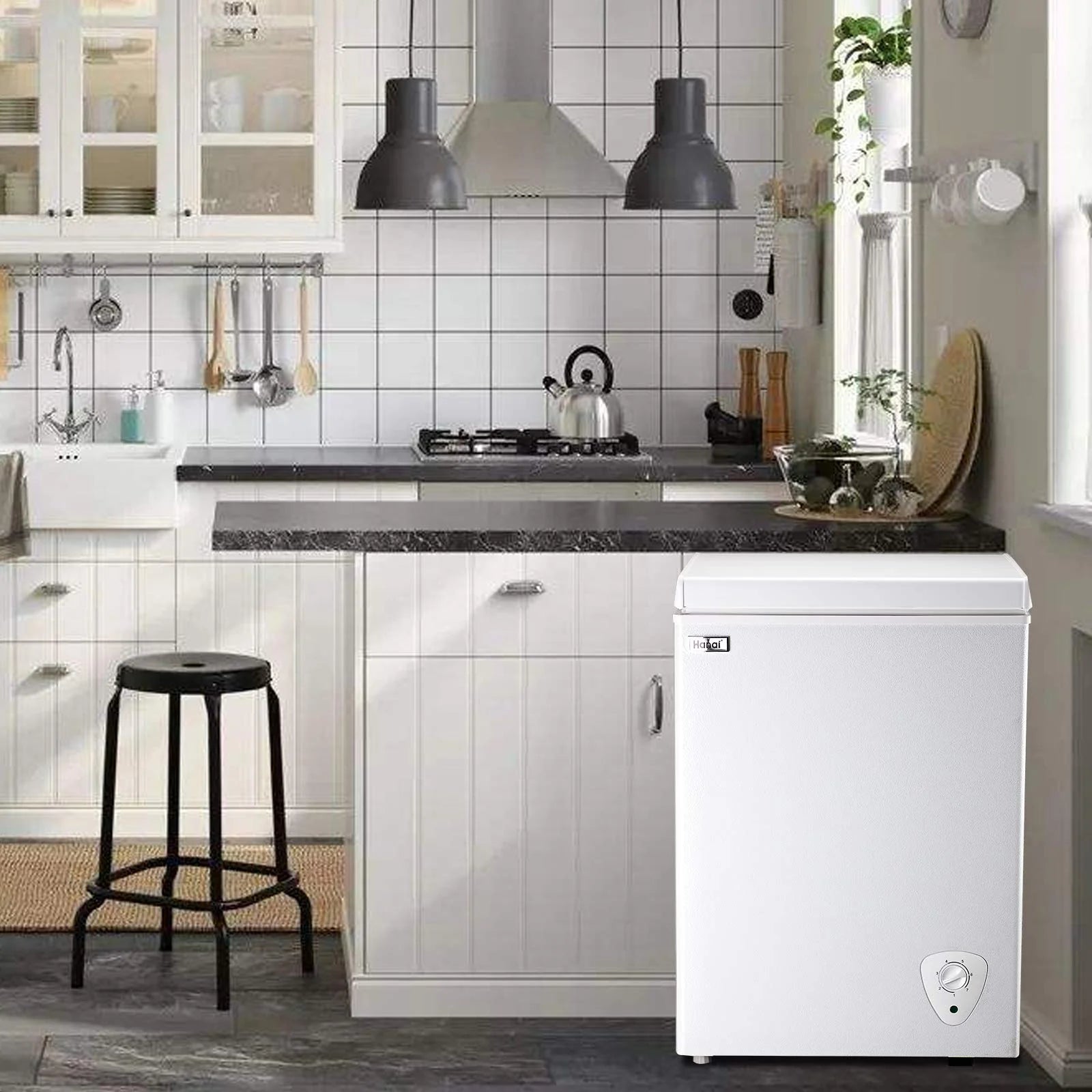 2026 New WANAI Chest Freezer 3.5 Cu Ft,Small Chest Freezer,Upright Single Door Refrigerator,White - Image 5