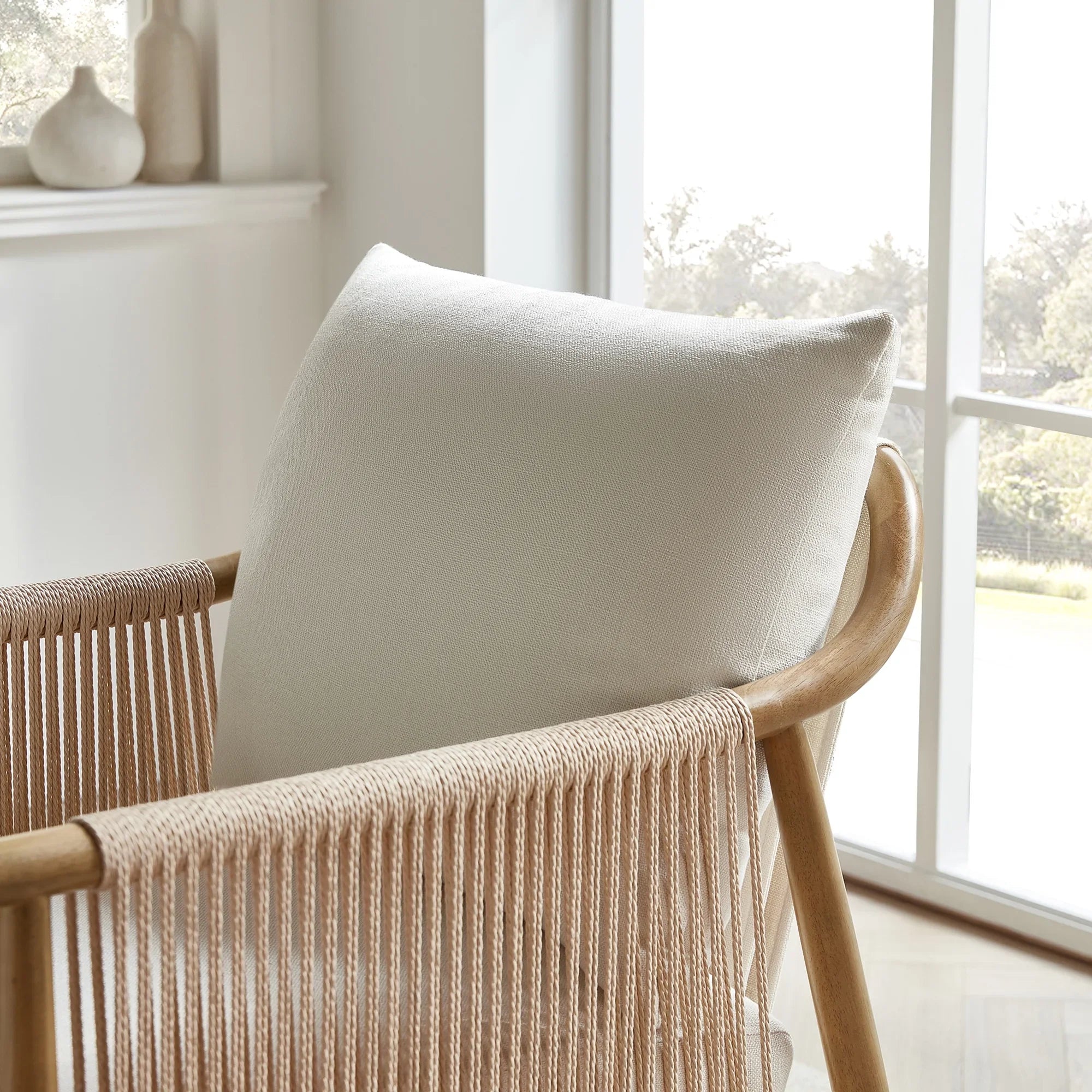 2026 New CHITA Modern Accent Chair, Braid Armchair Living Room Chair, Cream - Image 15