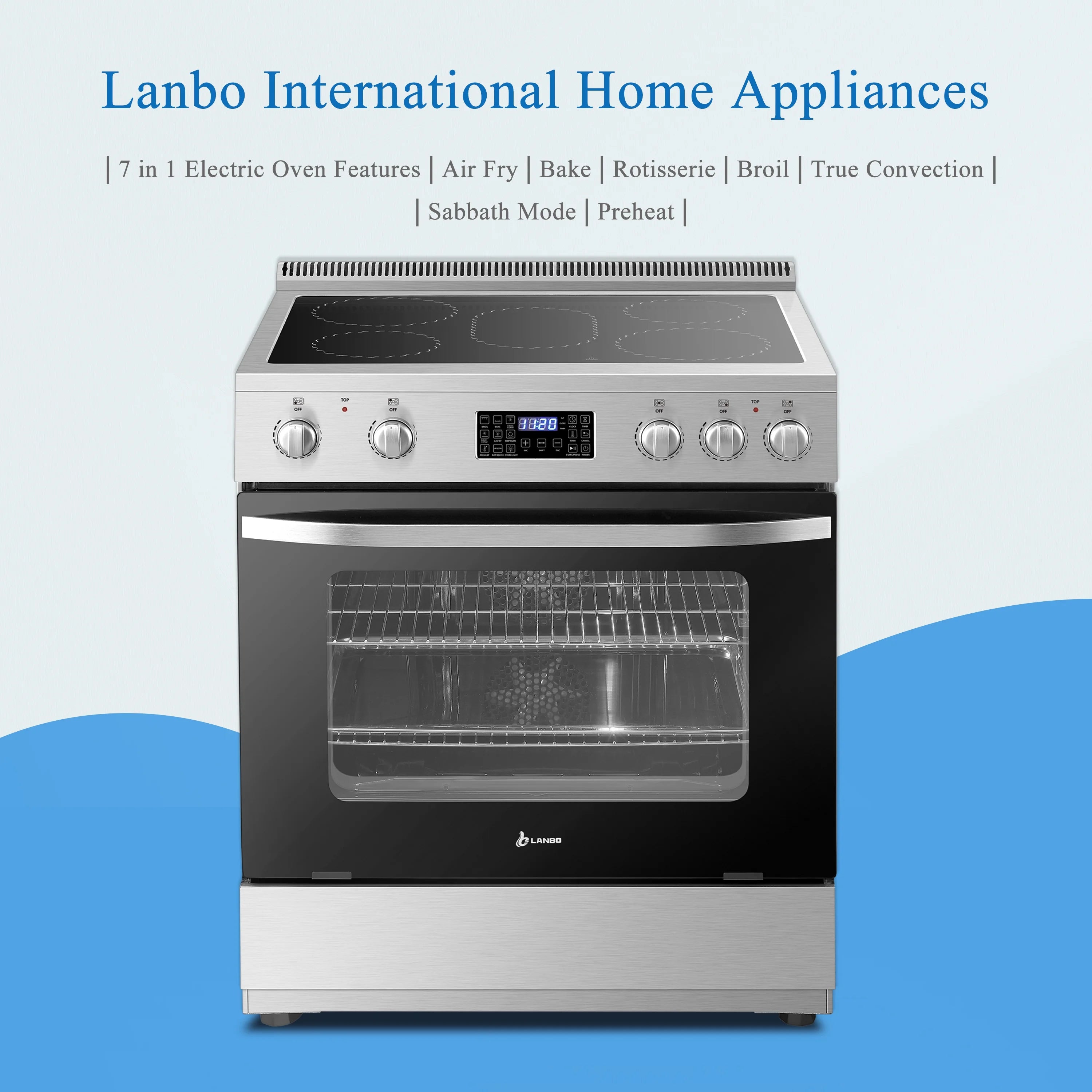 2026 New Lanbo 30 inch 5.9 CU.ft. Freestanding Electric Convection Range with Air Fry and Rotisserie, Electric cord or plug is not included - Image 6