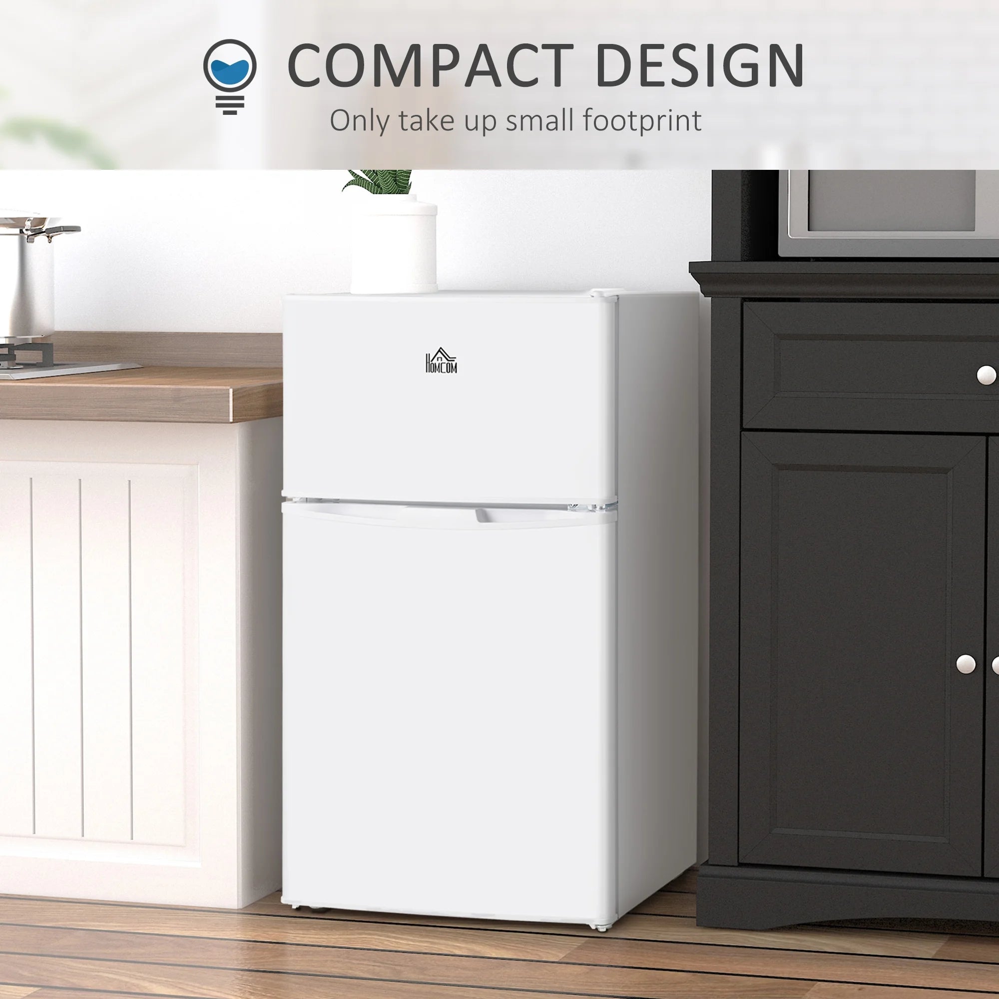 2026 New Harper & Bright Designs Double Door Mini Fridge with Freezer, 3.2 Cu.Ft Compact Refrigerator with Adjustable Shelf, Adjustable Thermostat and Reversible Door for Bedroom, Dorm, Home Office, White - Image 10