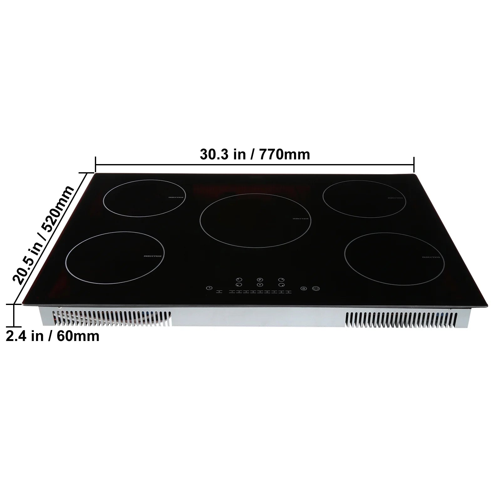 2026 New KFFKFF Electric Range, 5 Elements, 30'' Built-in Induction Cooking Surface, 9200W, 9 Power Settings, LED Display, Safety Lock & Heat Guard