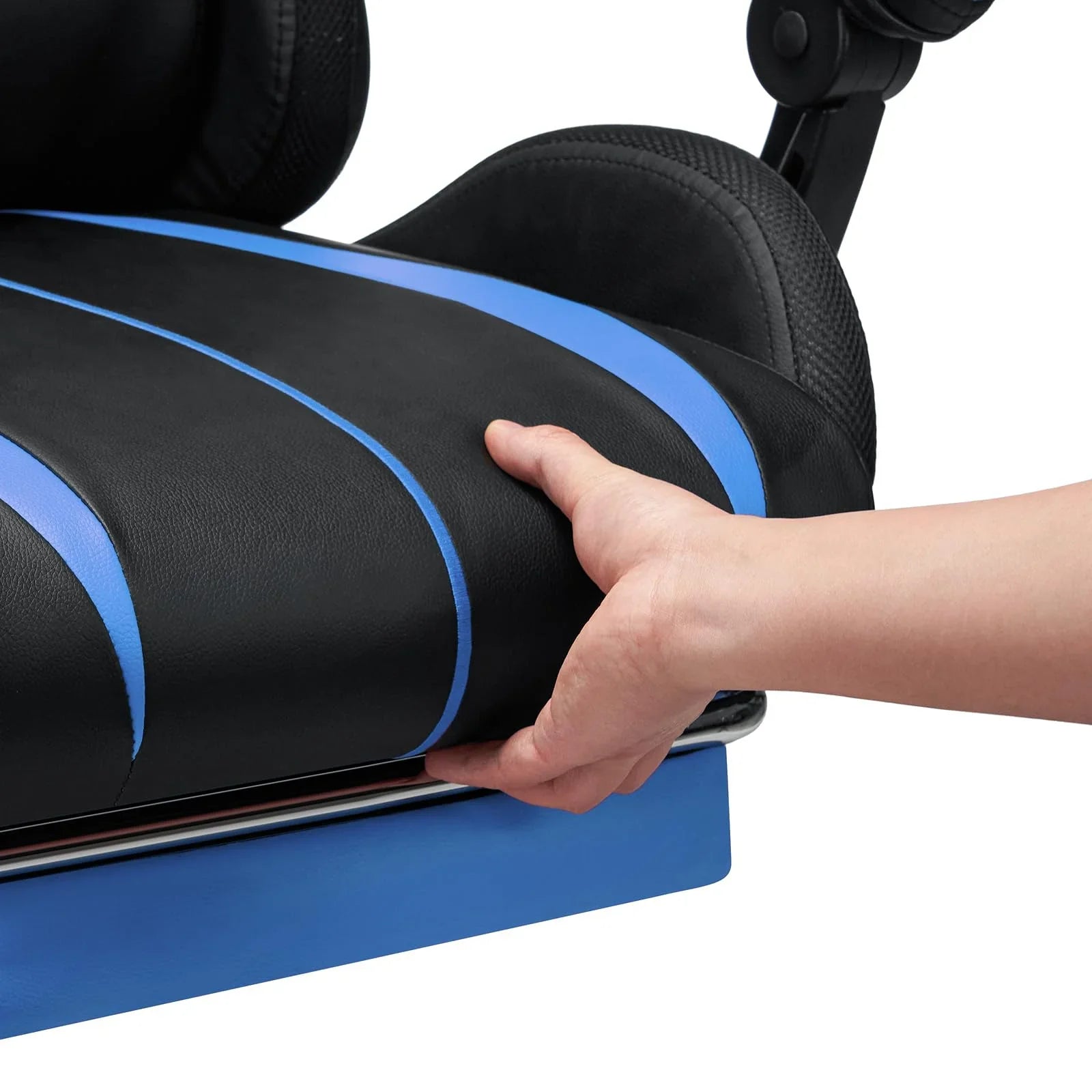 2026 New RGB Gaming Chair with Speakers Massage Computer Gaming Chair with LED Lights and Footrest High Back Video Game Chair for Adults Blue and Black - Image 6