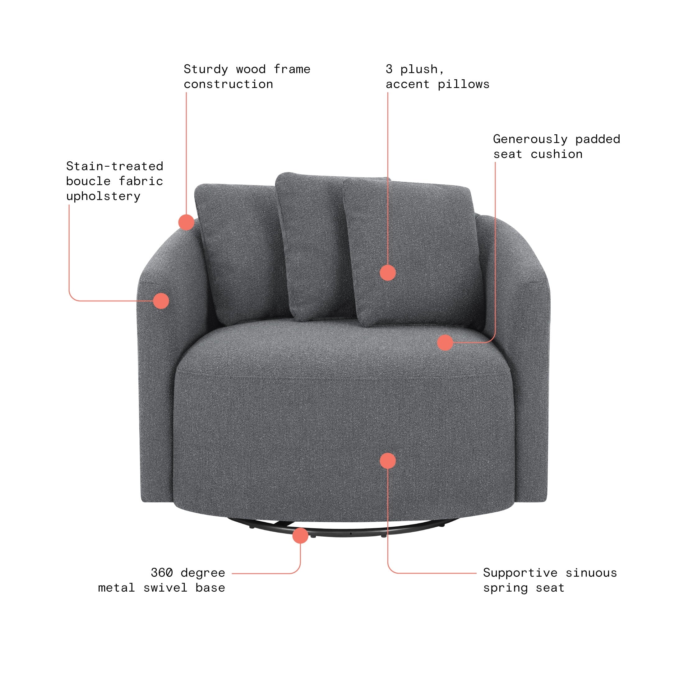 2026 New Beautiful Drew Accent Chair by Drew Barrymore, Cream Boucle - Image 19