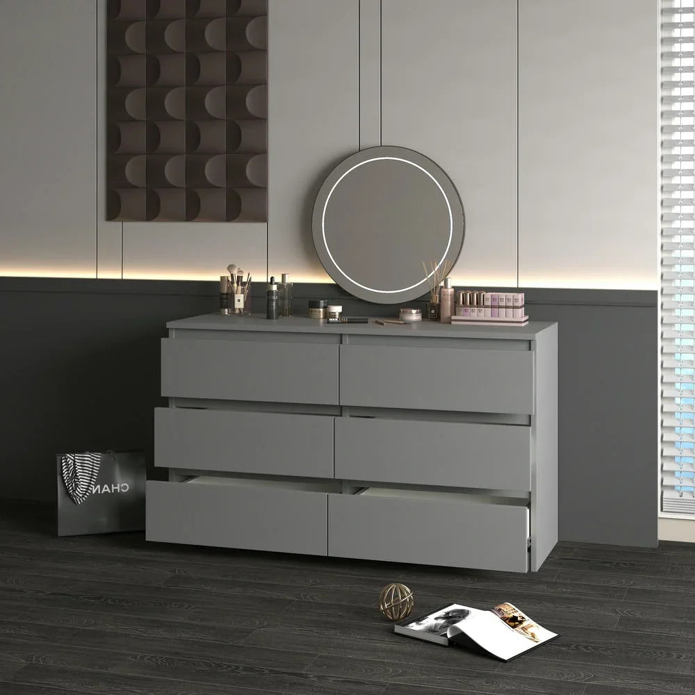 2026 New Kadyn Modern 6 Drawer Dresser Wood Cabinet,Dresser for Bedroom, Kitchen Storage Cabinet with Drawers, Chest of Drawers(Black) - Image 47
