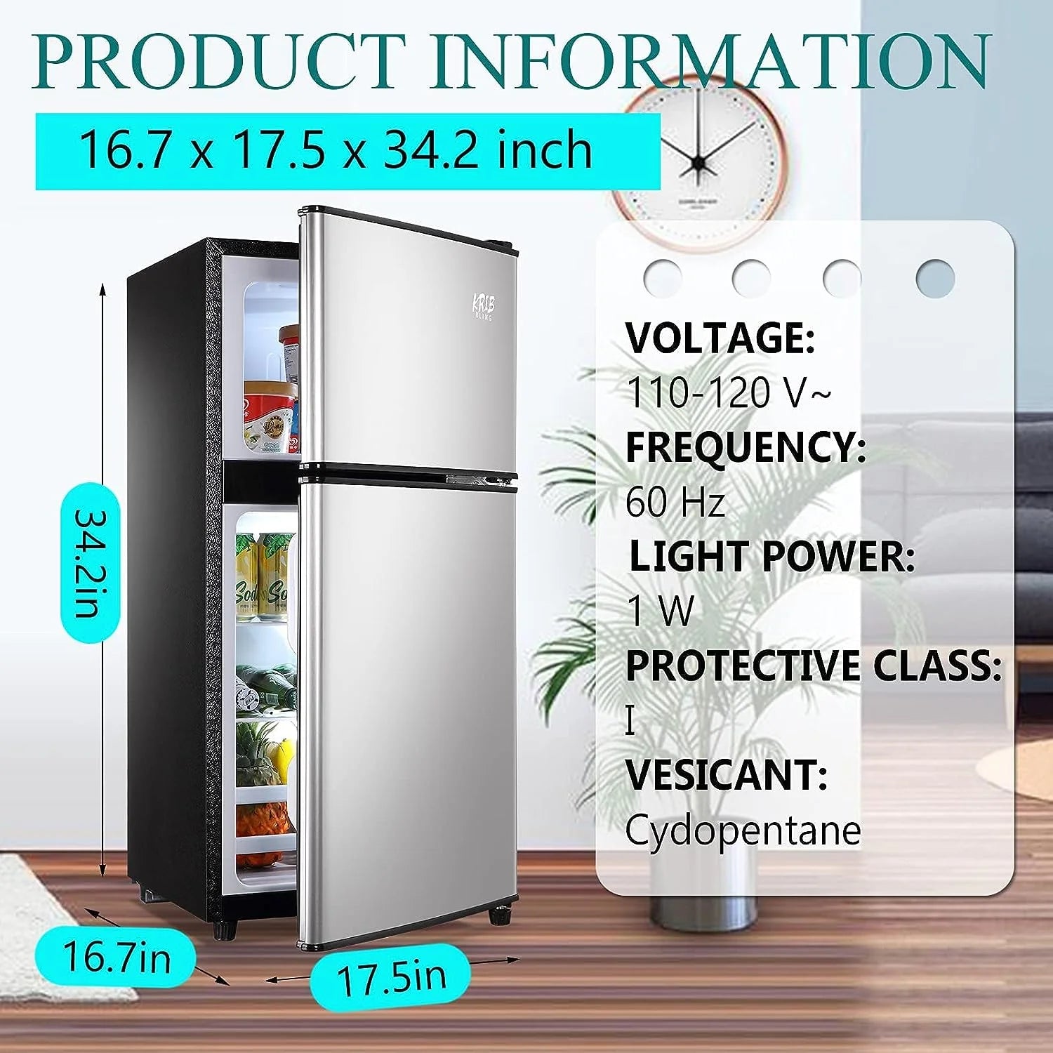2026 New Harper & Bright Designs Double Door Mini Fridge with Freezer, 3.2 Cu.Ft Compact Refrigerator with Adjustable Shelf, Adjustable Thermostat and Reversible Door for Bedroom, Dorm, Home Office, White - Image 16