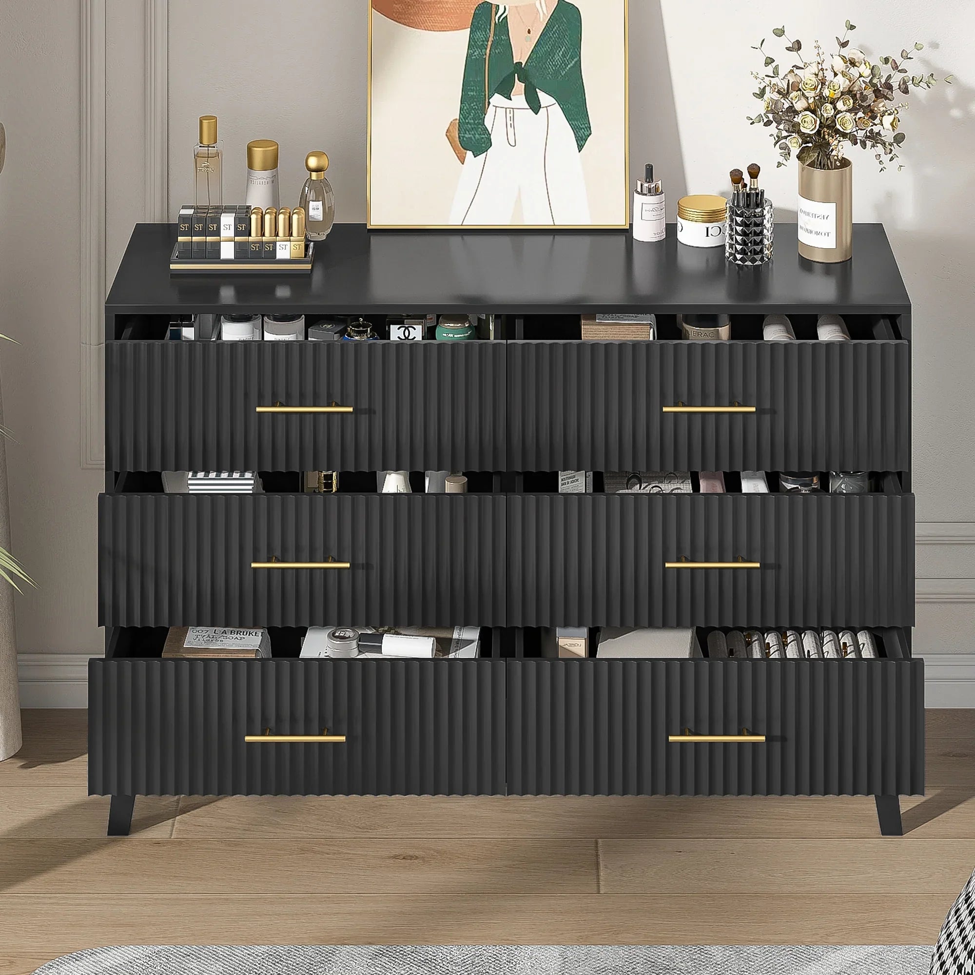 2026 New Fluted 6 Drawers Dresser, Wide Modern Chest of Drawers, 6 Drawer Double Dresser - Image 28