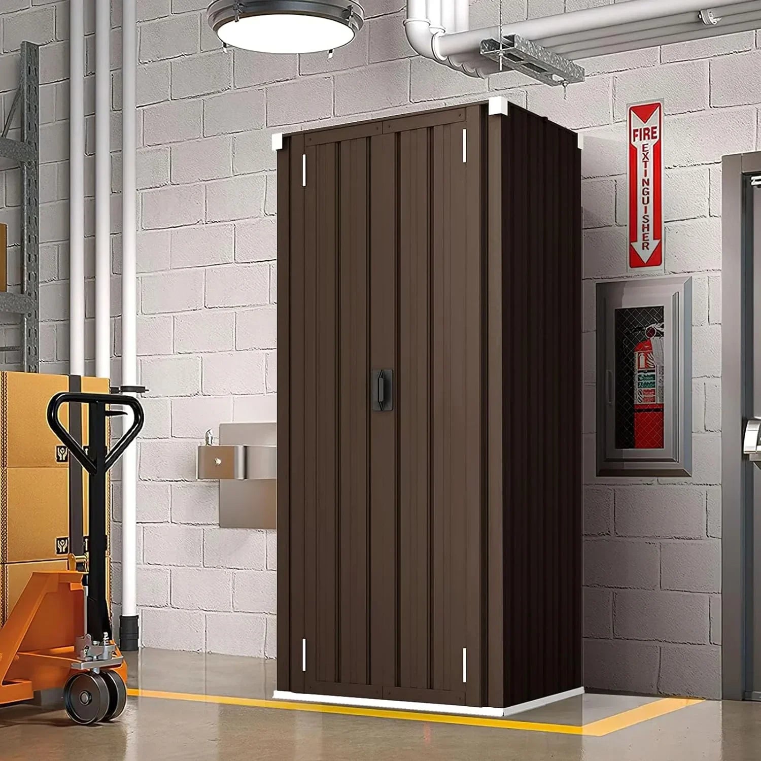 2026 New AECOJOY Outdoor Storage Cabinet for Garden & Patio, a Metal Organizer with Doors and Shelves in Gray - Image 12