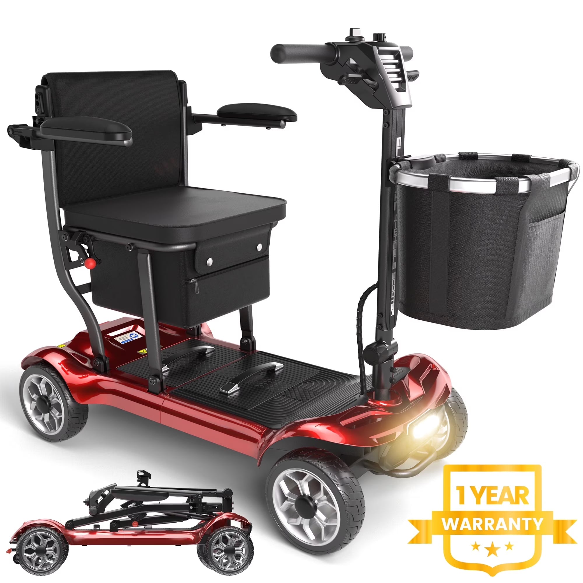 2026 New EAGLOG Light Weight 4 Wheels Mobility Scooter for Seniors, Electric Folding Wheelchair Device for Travel, Black - Image 7