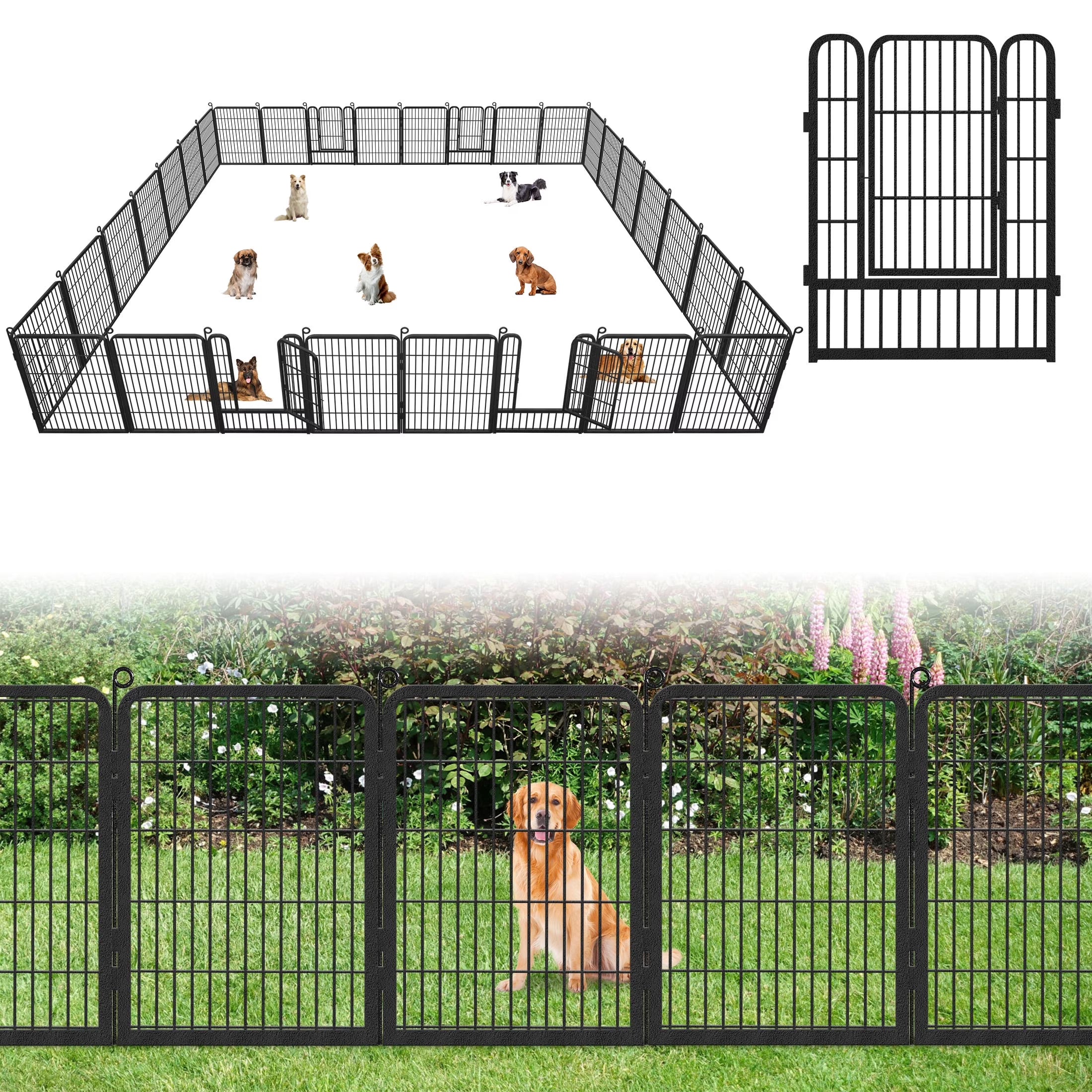 2026 New Garden Fence with Gate Fencing No Dig Fence Panels 30ft(L)"32in(H) for Yard Animal Barrier Decorative Garden Fencing for Backyard Patio Garden Fences and Borders for Dogs